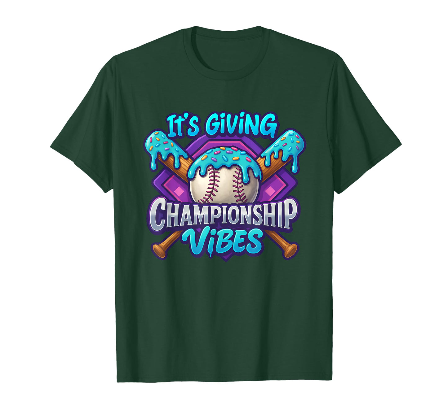 Baseball Drip Ice Cream Drip Its Giving Championship Vibes T-Shirt