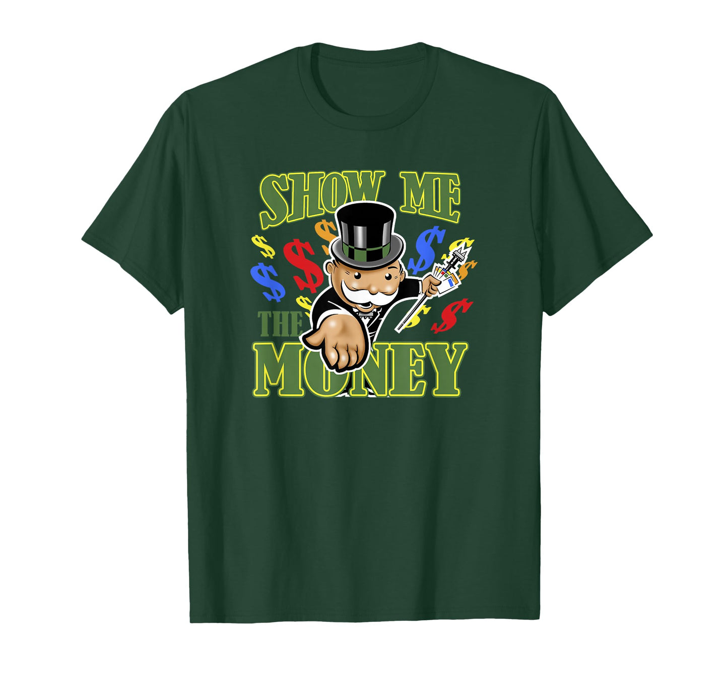 Monopoly Mr. Monopoly Show Me The Money Colorful Poster T-Shirt