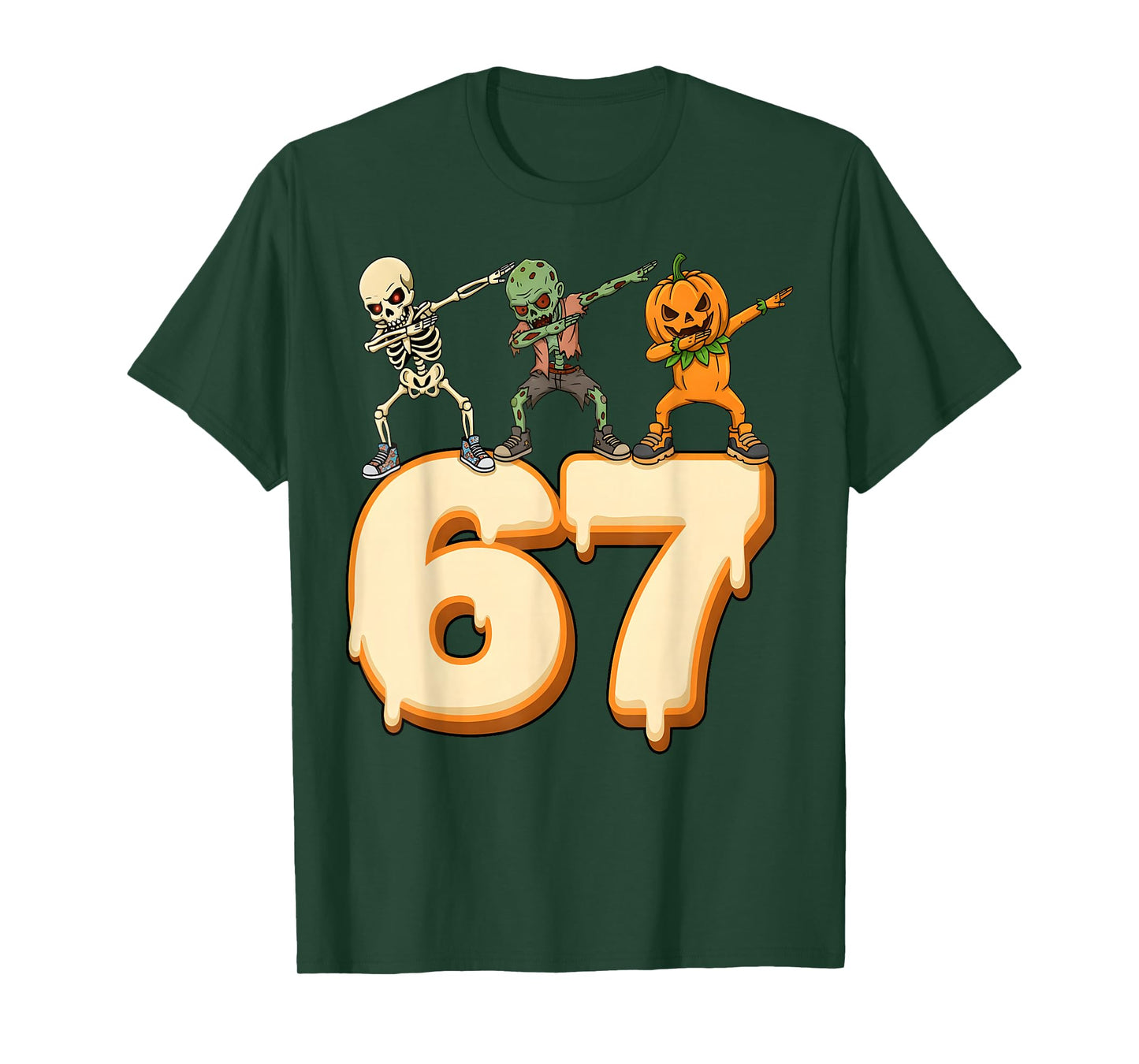 Six Seven Funny Kids Skeleton Gen Z Slang 67 Halloween Meme T-Shirt
