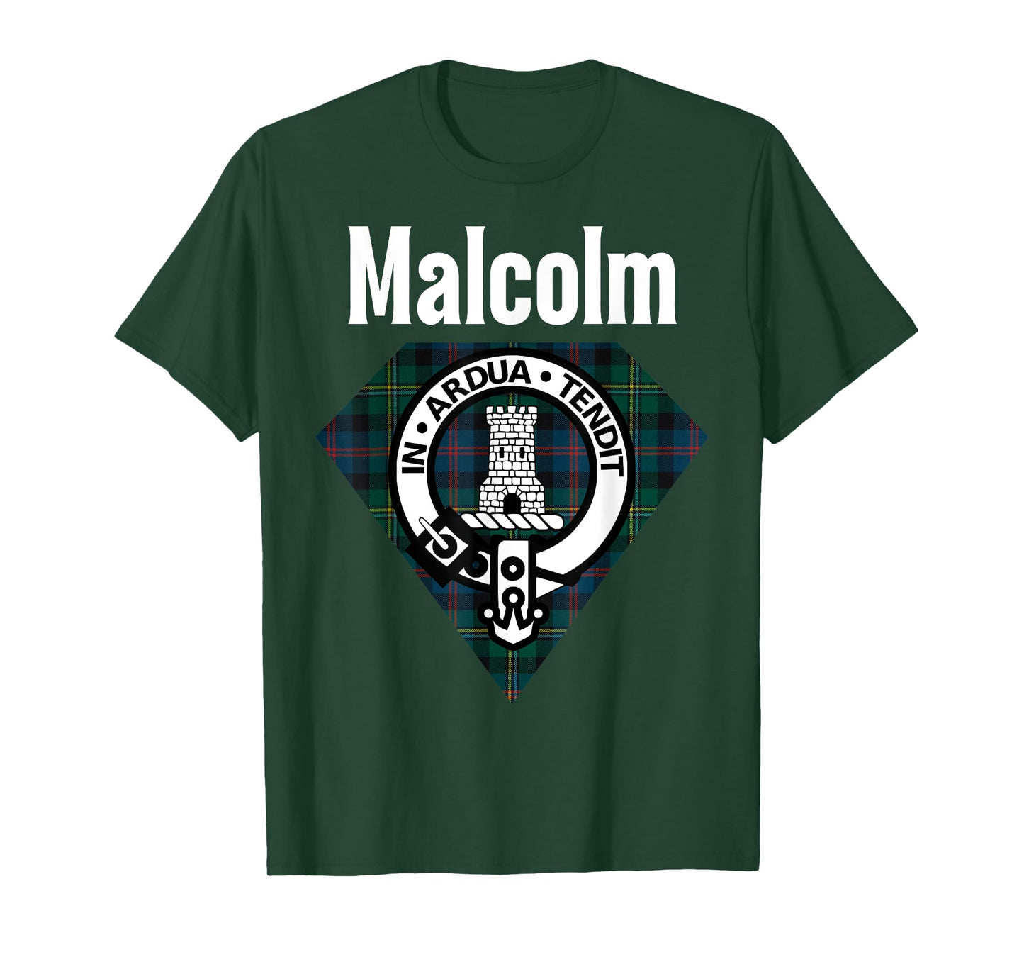 Malcolm Clan Scottish Name Coat Of Arms Tartan T-Shirt