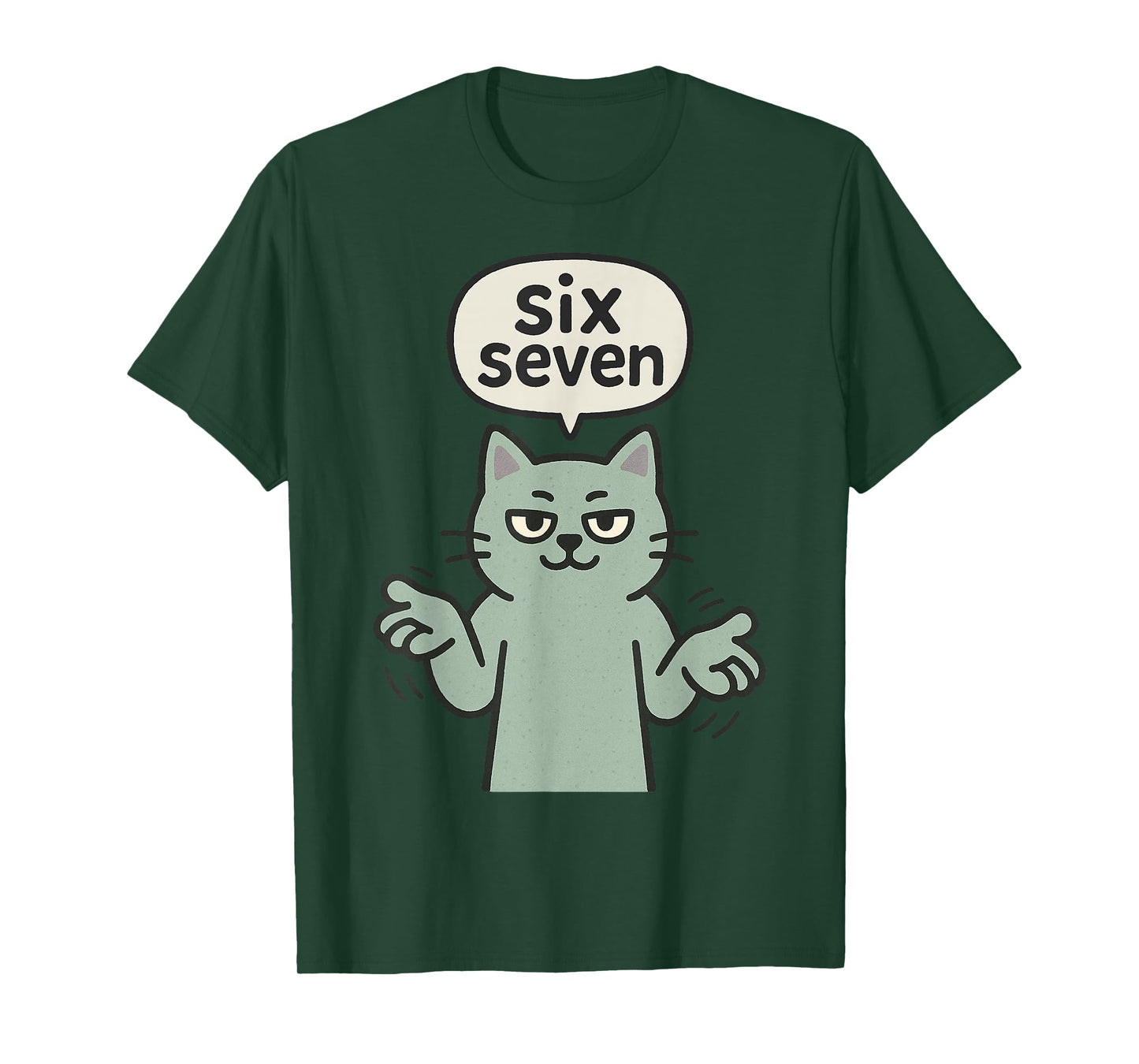 67 Six Seven 6-7 Cat - Funny Kids Gaming Brainrot Meme T-Shirt
