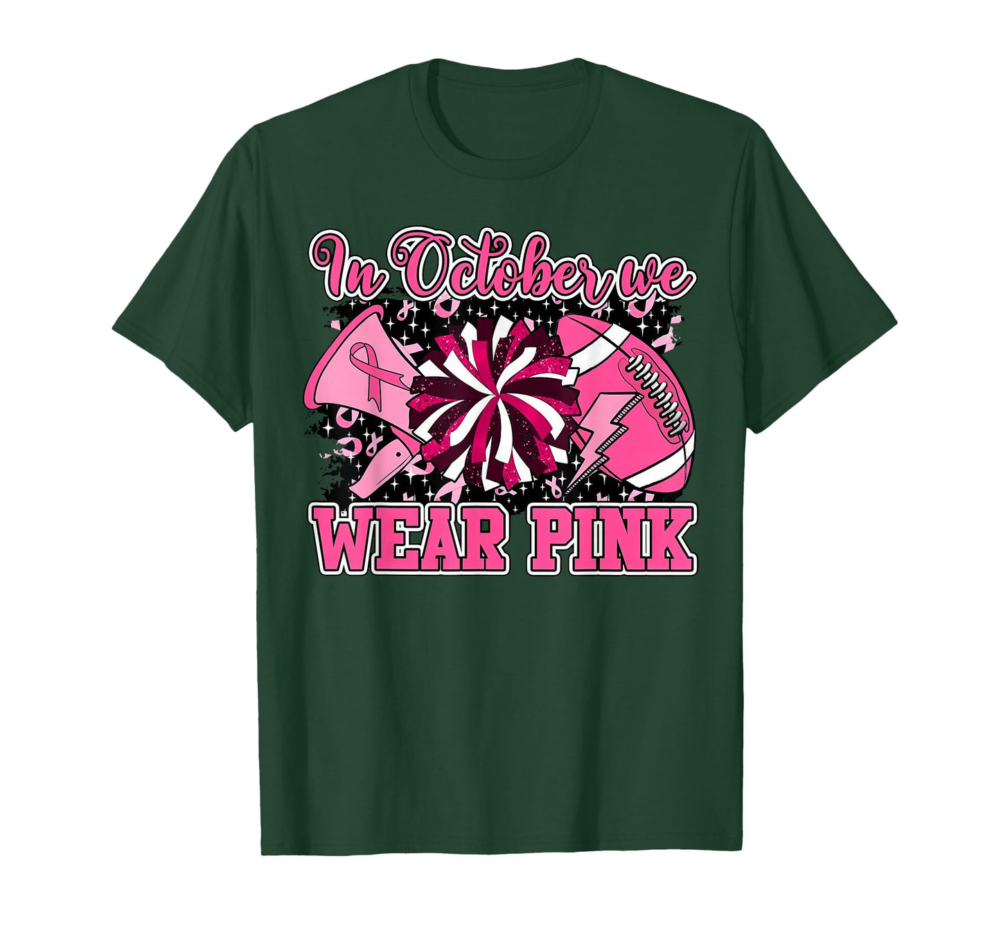 We Wear Pink And Cheer Football For Breast Cancer Awareness T-Shirt