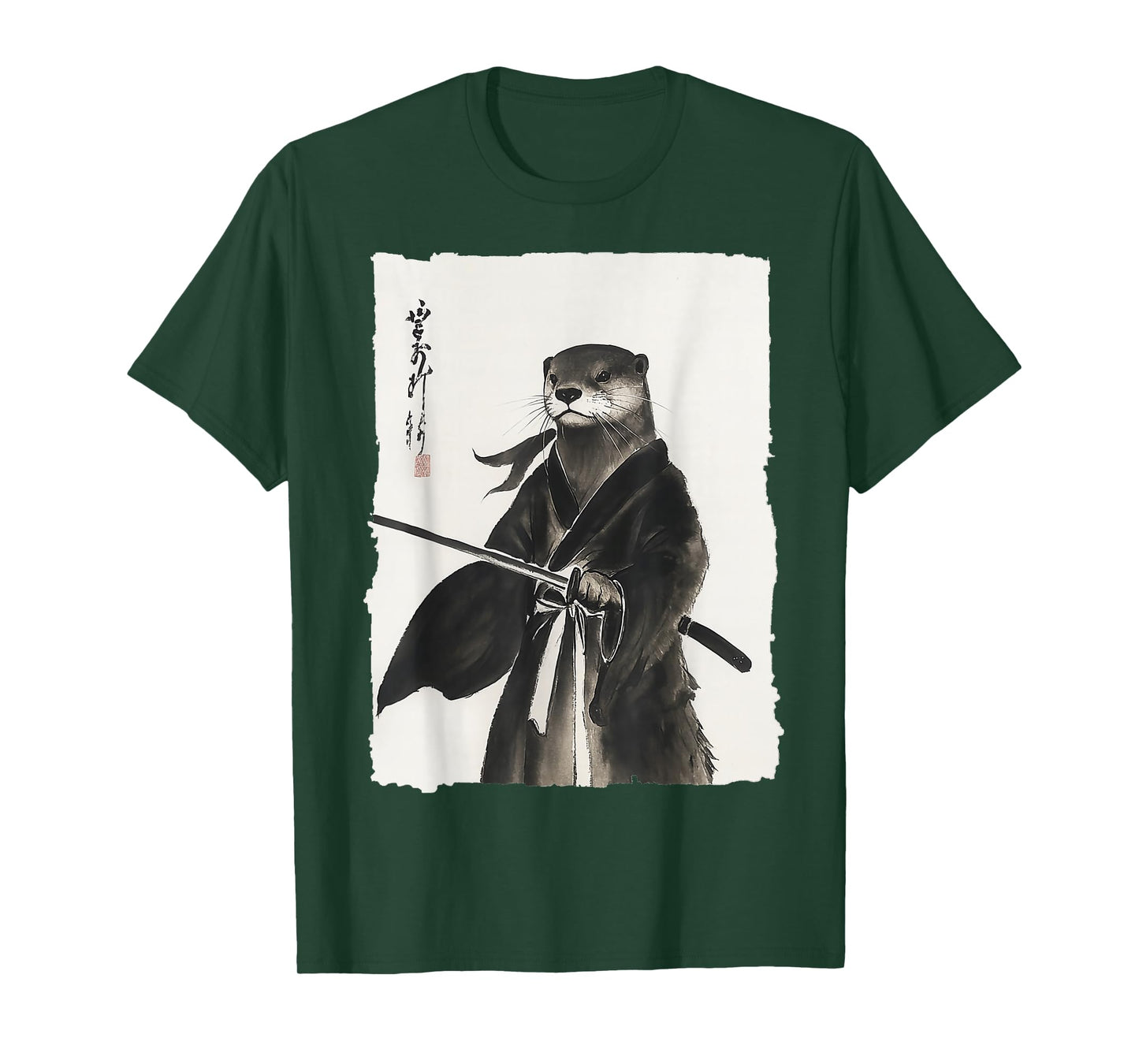 Otter Samurai Janpanese Vintage Warrior Art Anime Graphic T-Shirt