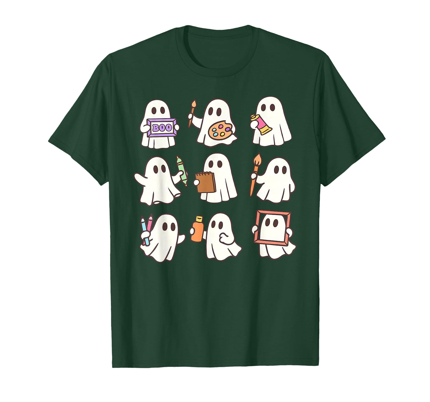 Art Teacher Ghost Halloween Artists Painter Teacher Spooky T-Shirt