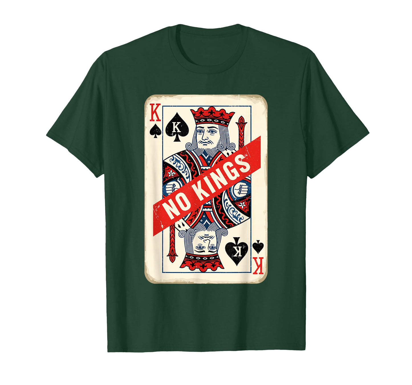 No Kings Empowerment Graphic Vintage Playing Card Design T-Shirt