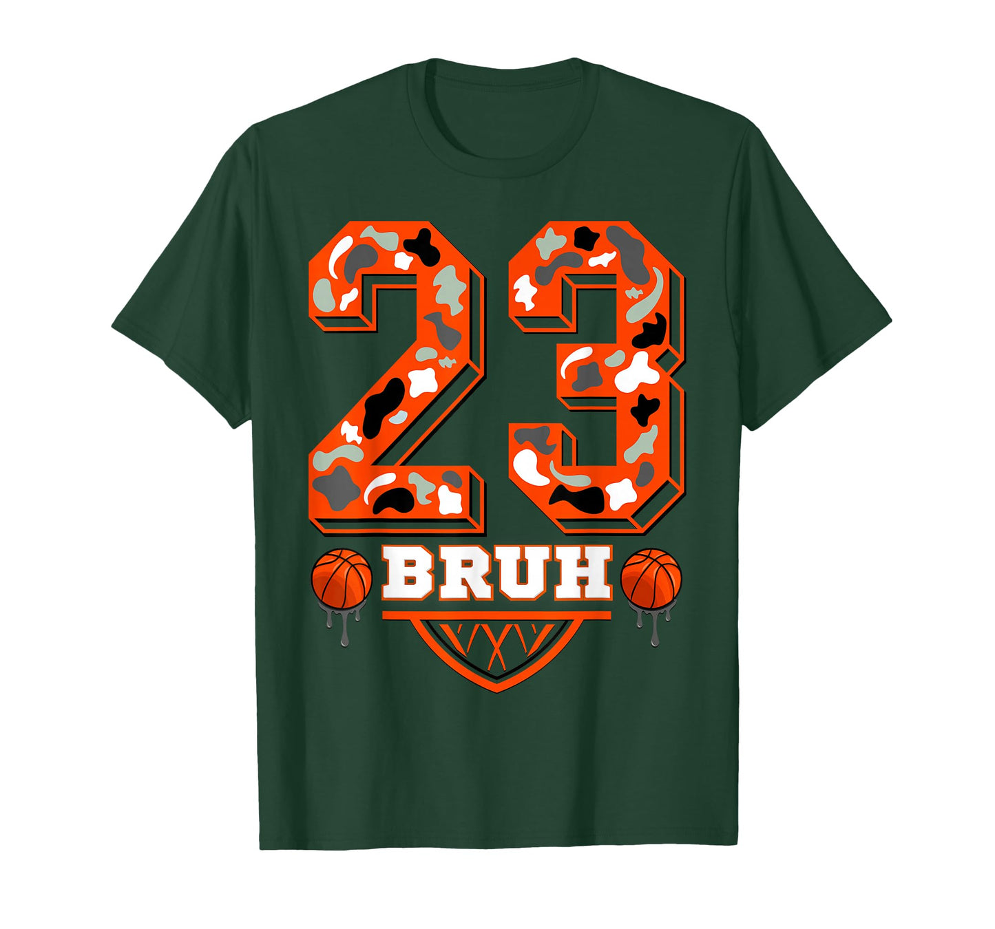 Orange and Grey 23 Basketball Camo T-Shirt