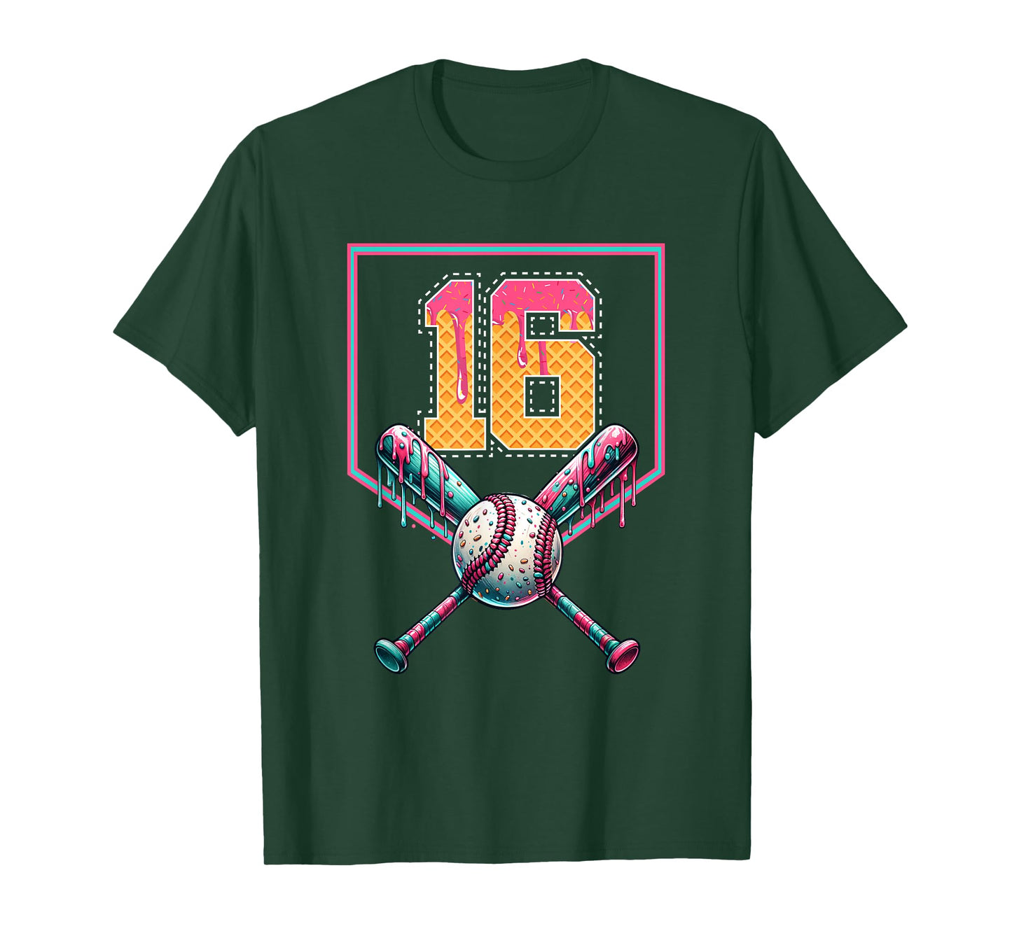 Baseball Drip Number 16 Player Or 16th Birthday Drip Style T-Shirt