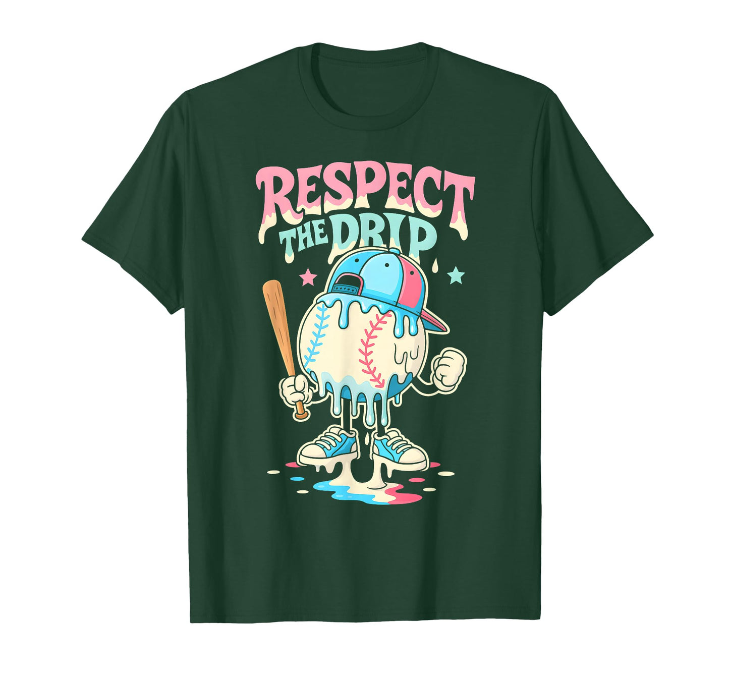 Baseball Ice Cream Drip for Boys Girls Respect The Drip T-Shirt