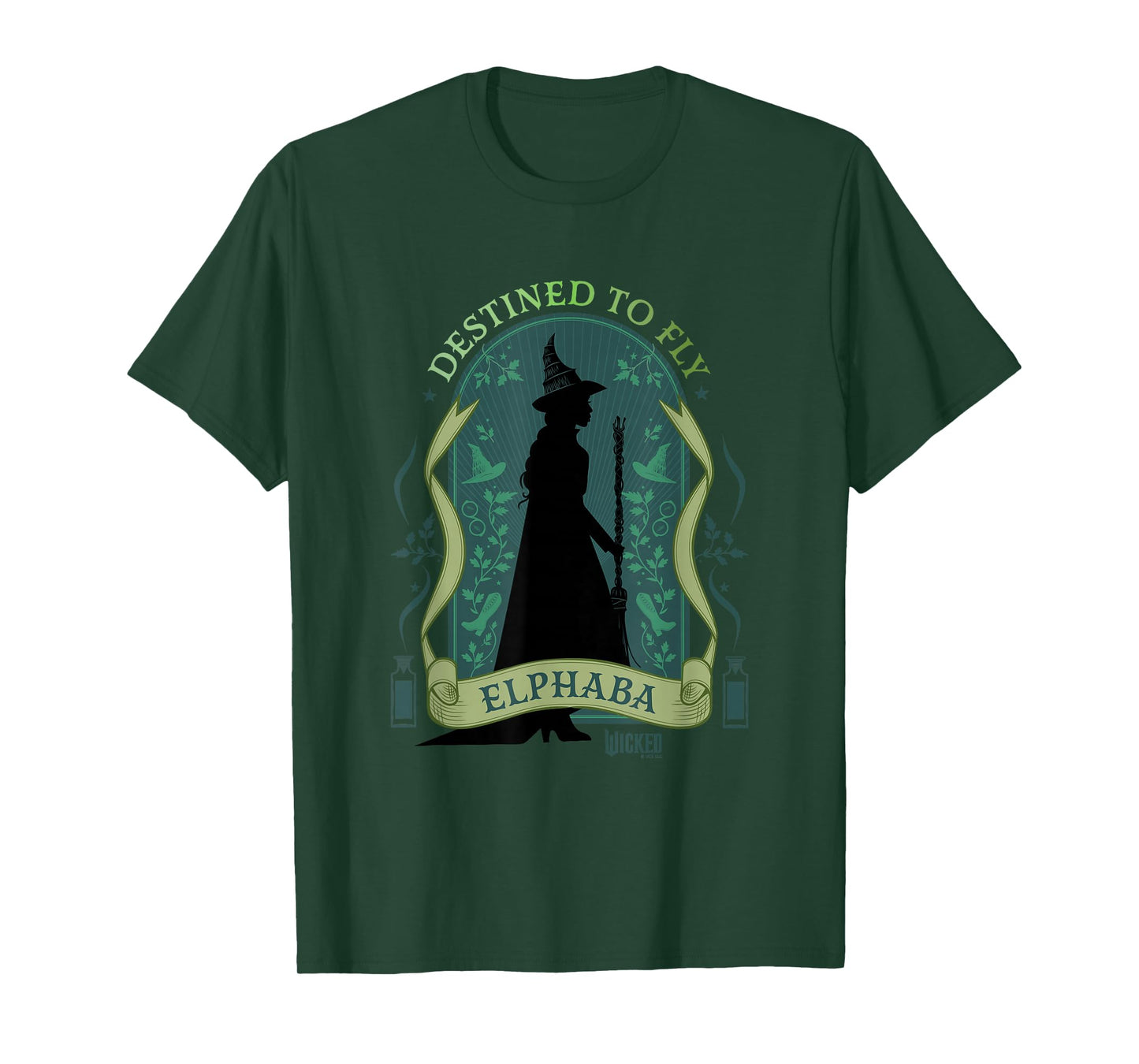 Wicked Elphaba Destined To Fly Silhouette Unisex-Adults T-Shirt, Black, Small