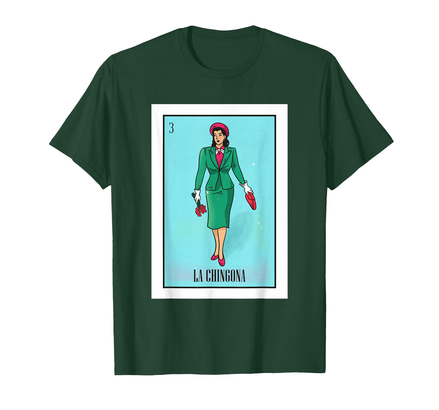 La Chingona The Bad Ass Woman Card Mexican Lottery Card T-Shirt