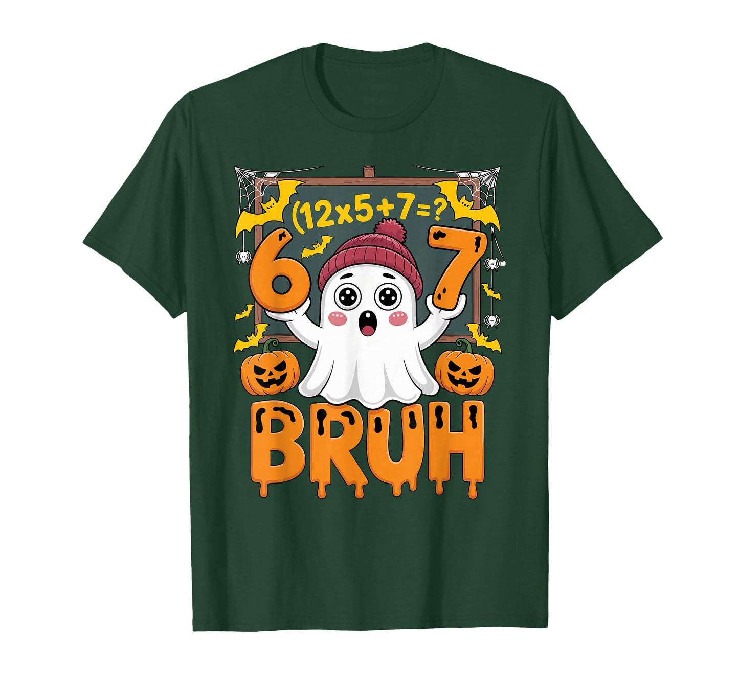 67 Teacher Halloween Ghost Six Seven Meme Math Humor Ghost T-Shirt