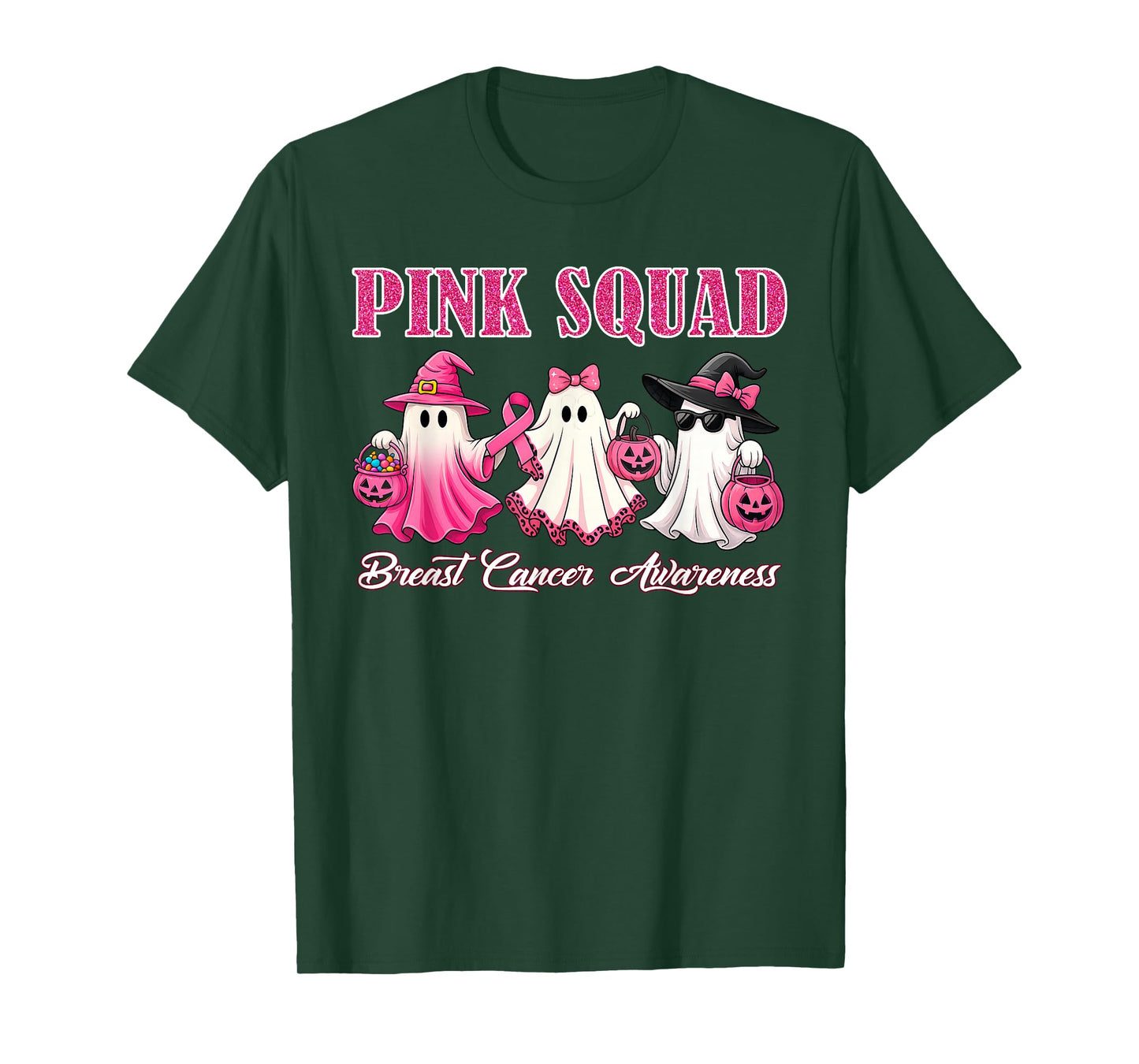 Pink Squad Ghost Breast Cancer Awareness for Kids Girls T-Shirt