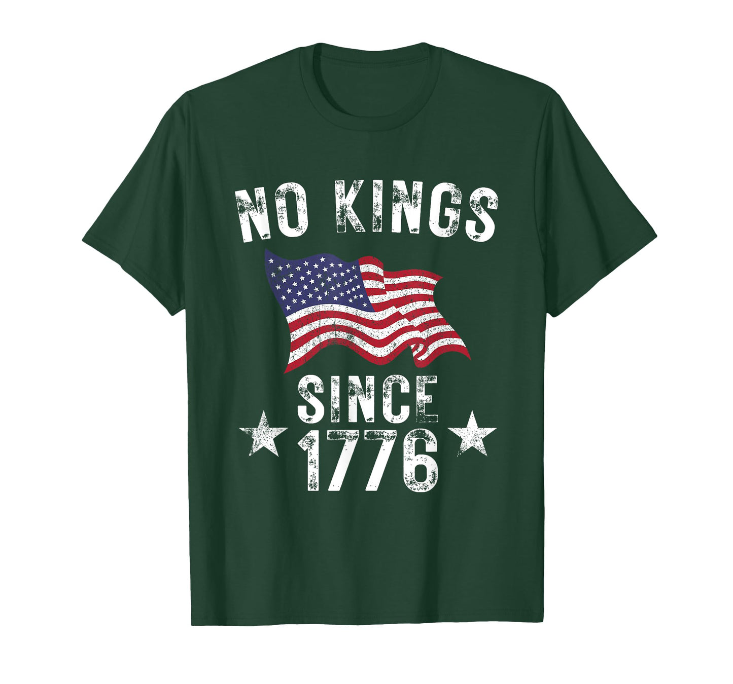 Vintage No Kings In America Since 1776 USA Flag 4th Of July T-Shirt
