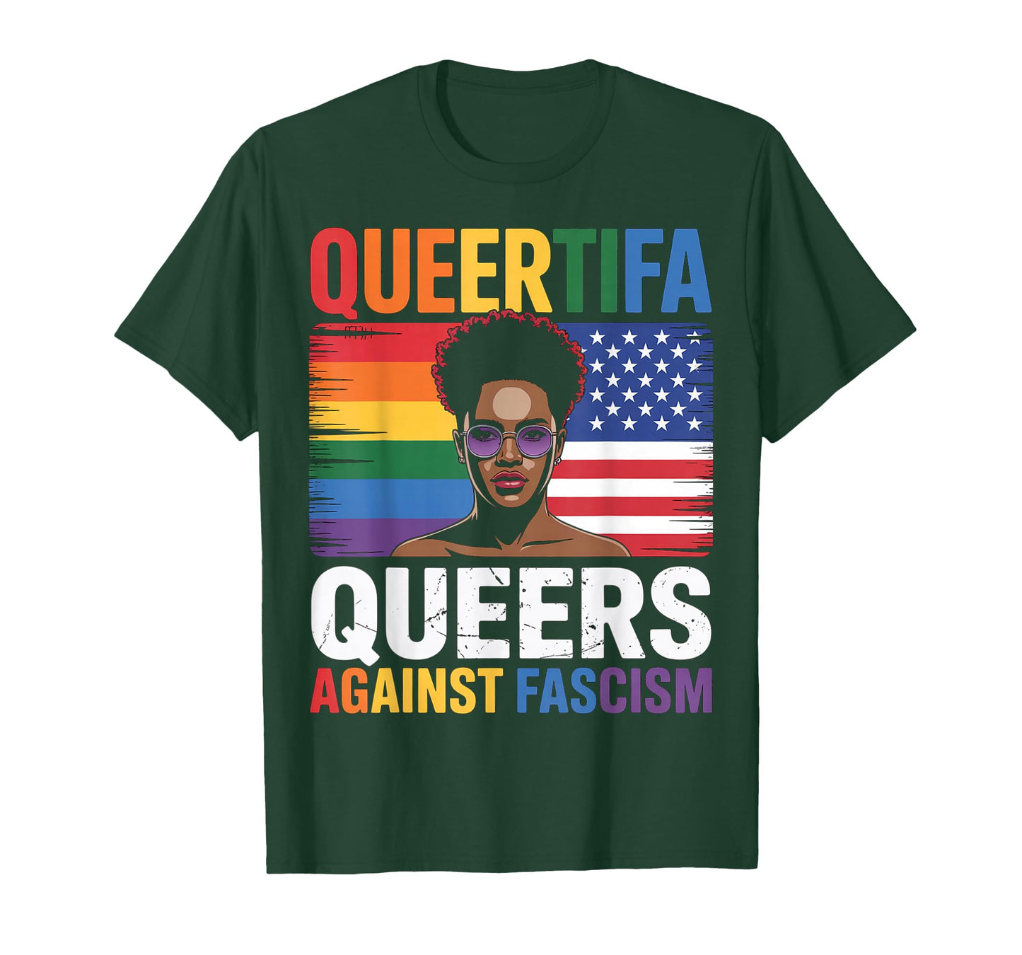 Queertifa Black Queers Against Fascism Resist No Kings LGBTQ T-Shirt