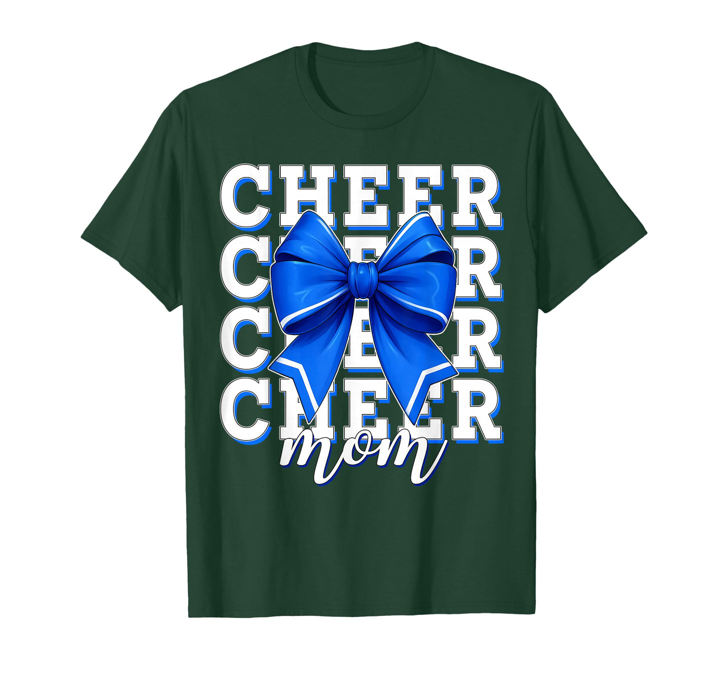 Cheer Mom Blue Bow Cheerleader Competition Game Day T-Shirt