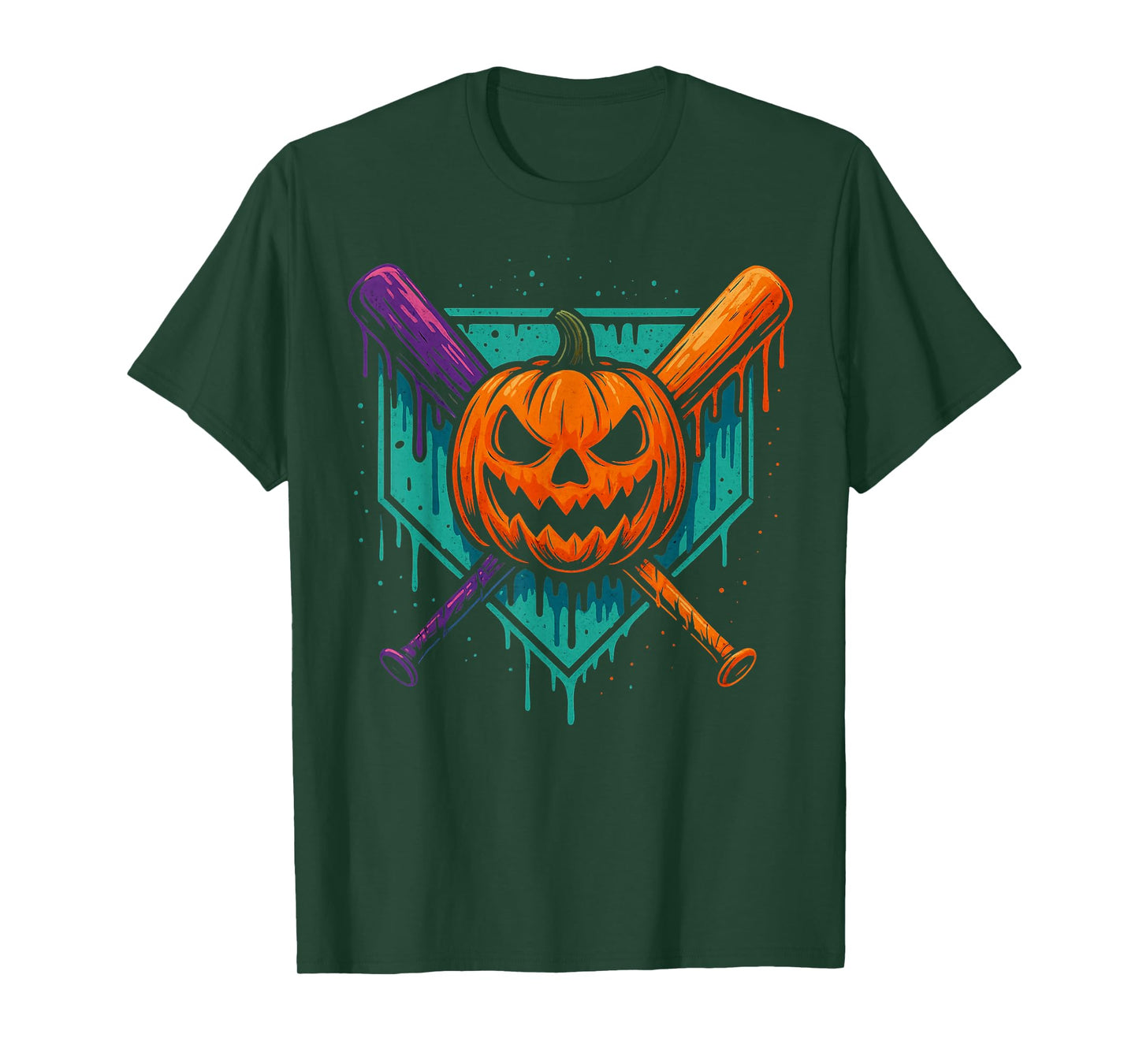 Pumpkin Halloween Baseball Ice Cream Drip Spooky Boys Youth T-Shirt