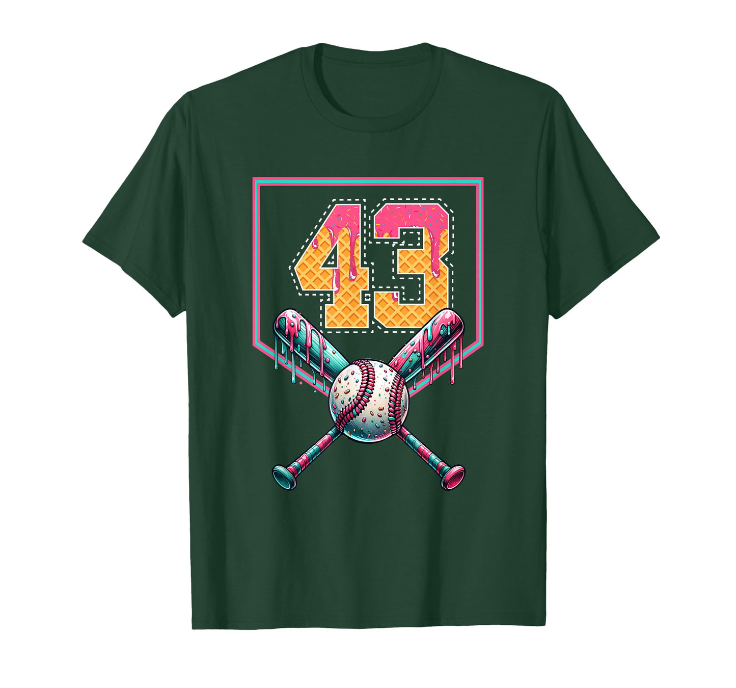 Baseball Drip Number 43 Player Or 43rd Birthday T-Shirt