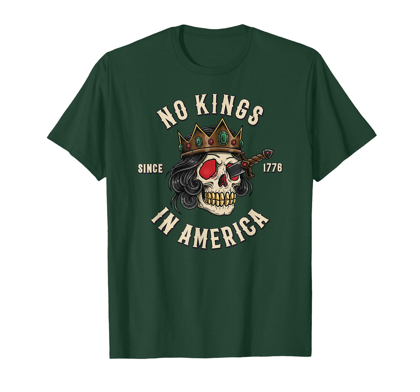 No Kings in America Since 1776 Skull T-Shirt