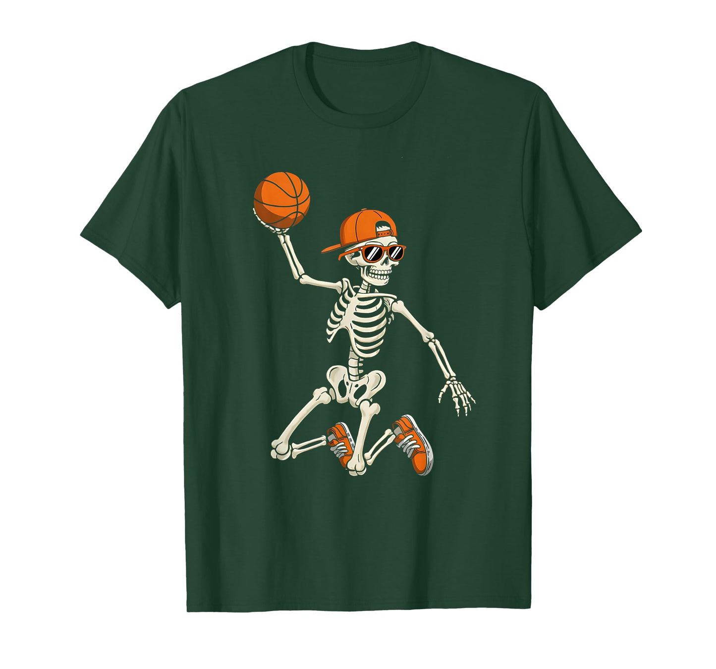 Halloween Skeleton Funny Basketball Shirt for Teens Boys Men T-Shirt