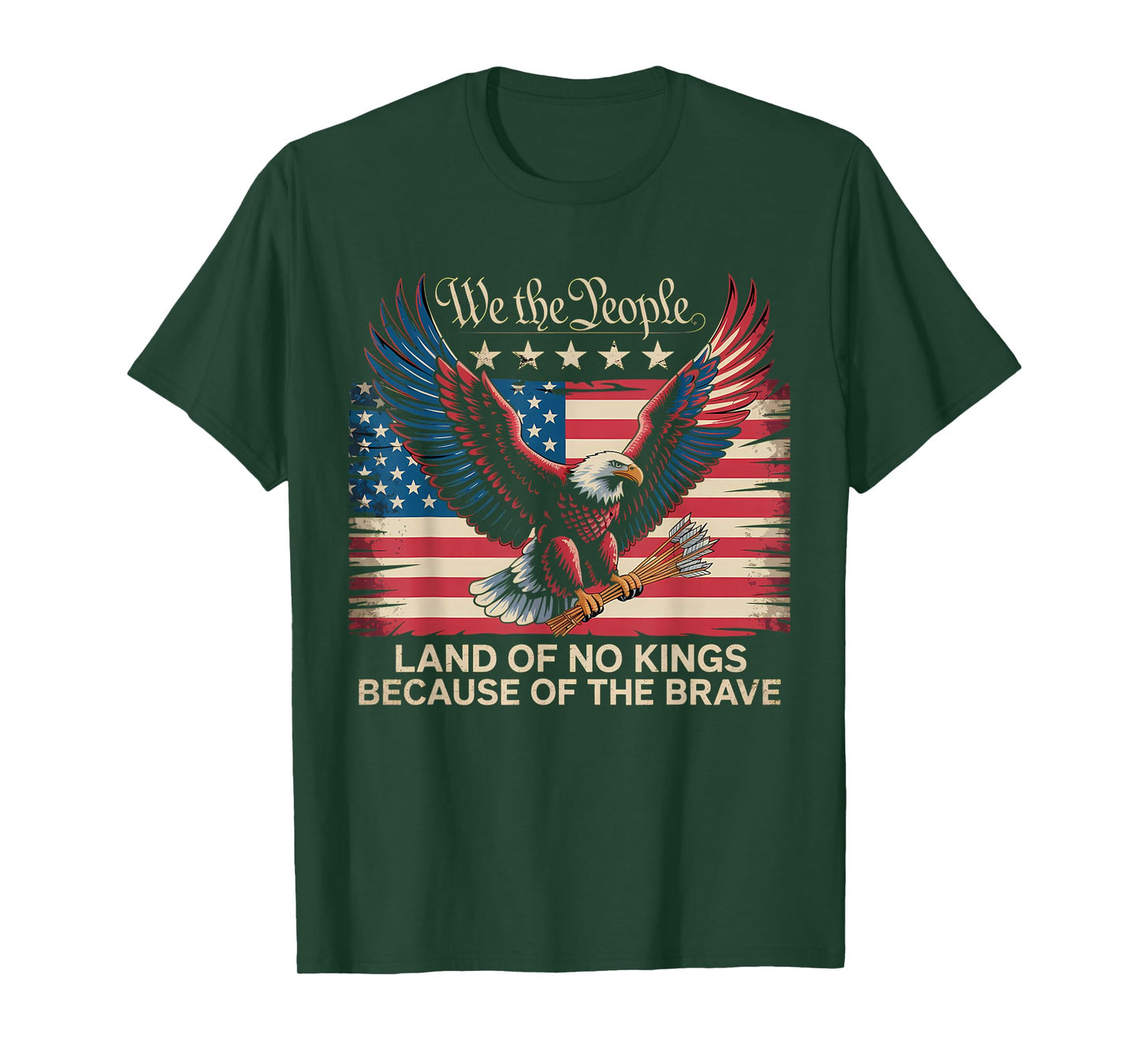 We The People Land of No Kings Patriotic Eagle Design T-Shirt