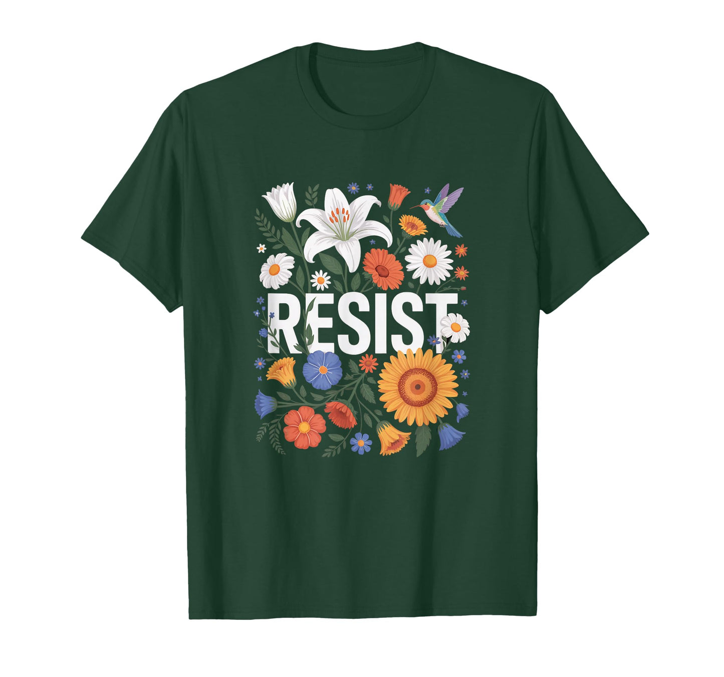Resist Floral Protest Feminist Political Women Anti-Trum T-Shirt