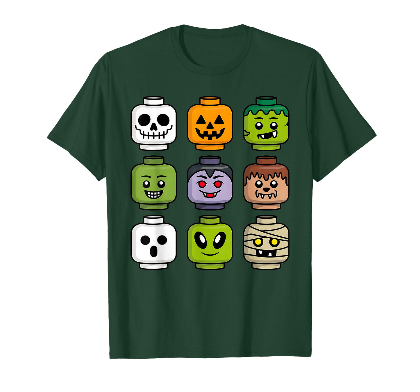 Halloween Building Brick Head Pumpkin Ghost Zombie Boys T-Shirt