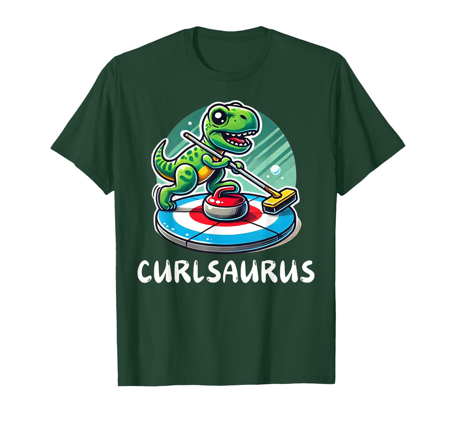 Curlsaurus T-Rex Dinosaur Funny Curling Curler T-Shirt