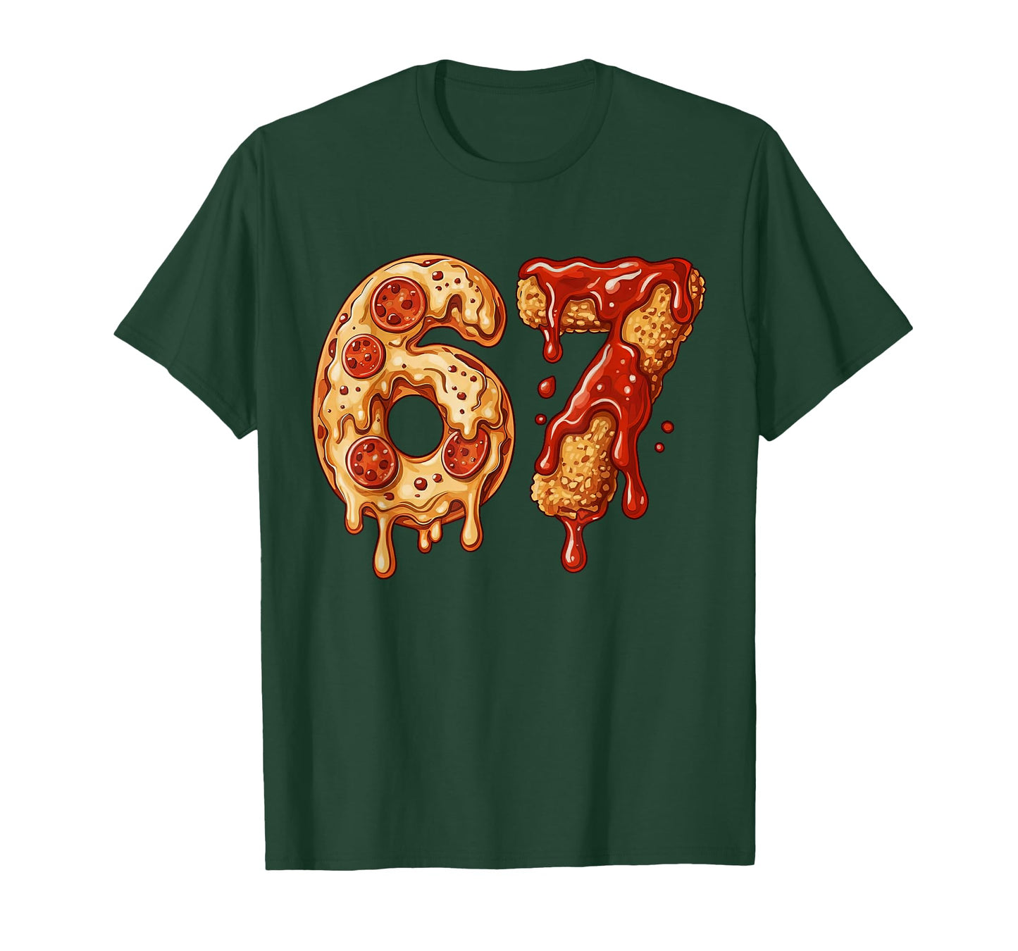 67 Six Seven 6-7 Pizza & Chicken Nugget - Kids Brainrot Meme T-Shirt