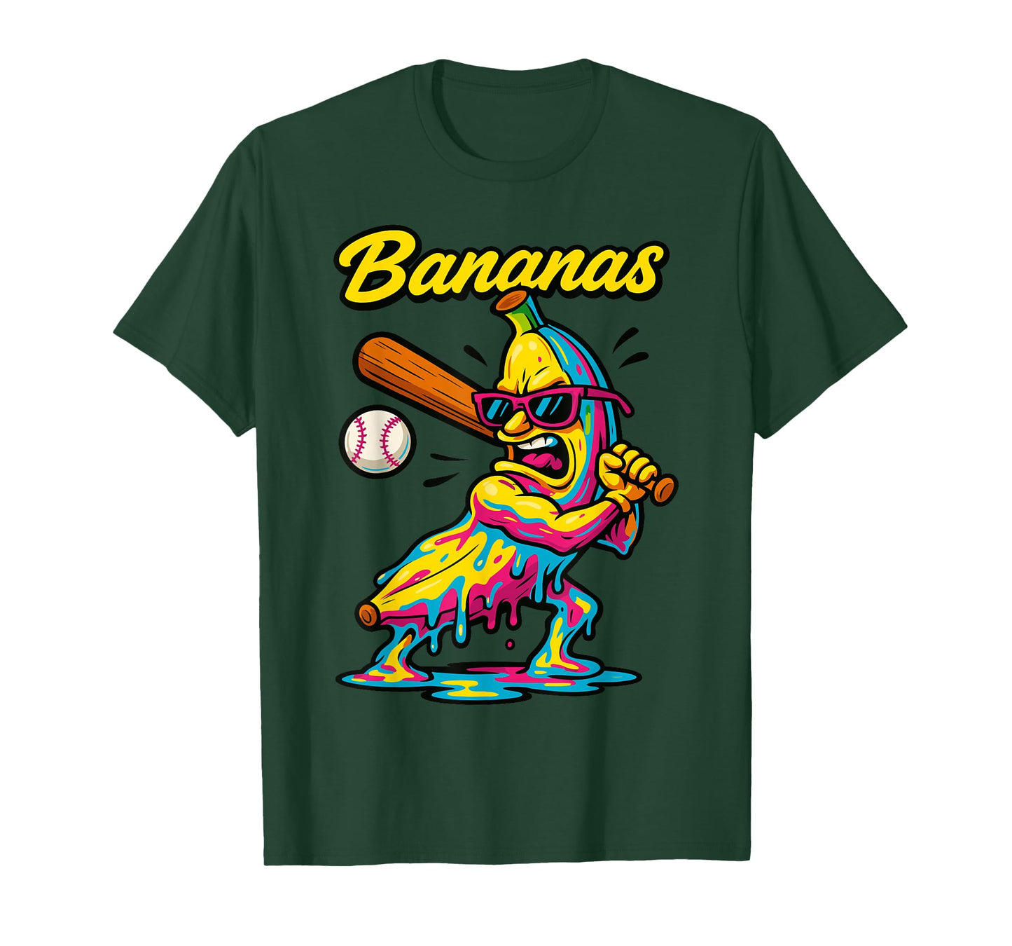 Funny Banana Swinging Baseball Funny Drip Mascot Cool Banana T-Shirt