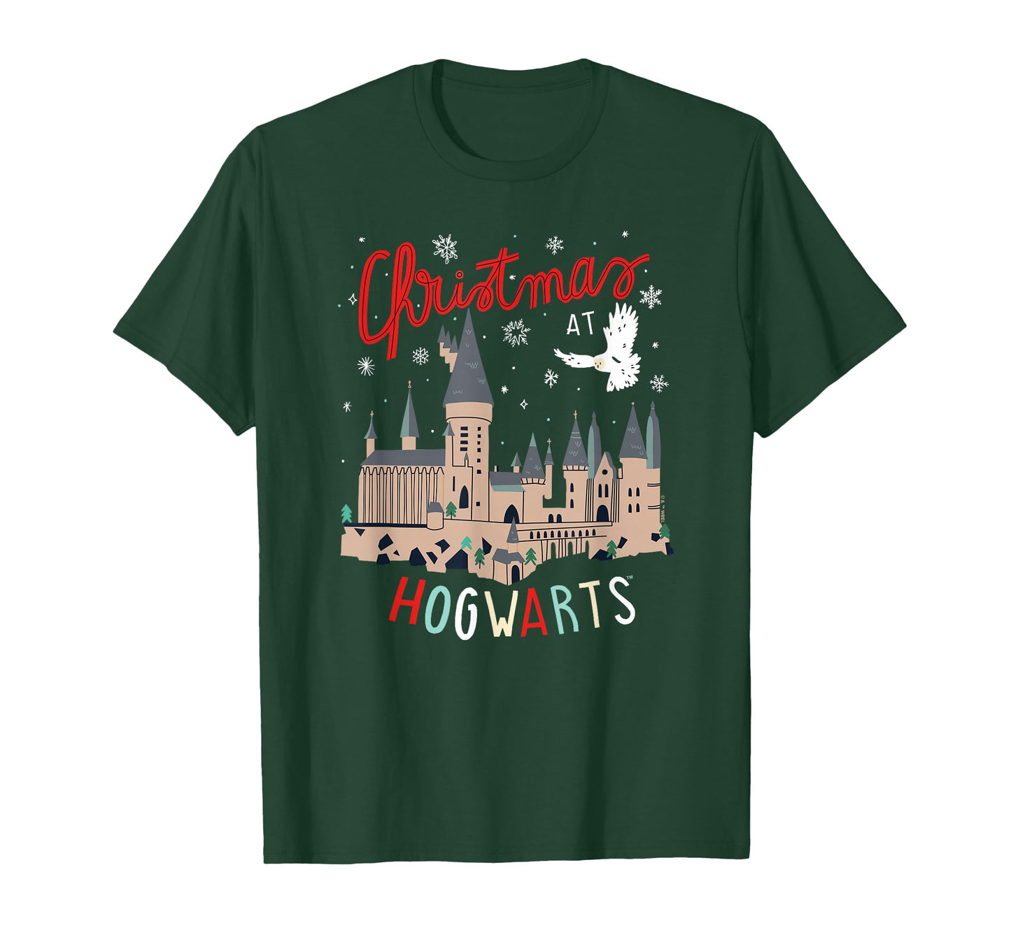 Harry Potter Unisex-Adults Kids Christmas Hogwarts T-Shirt, Black, Small