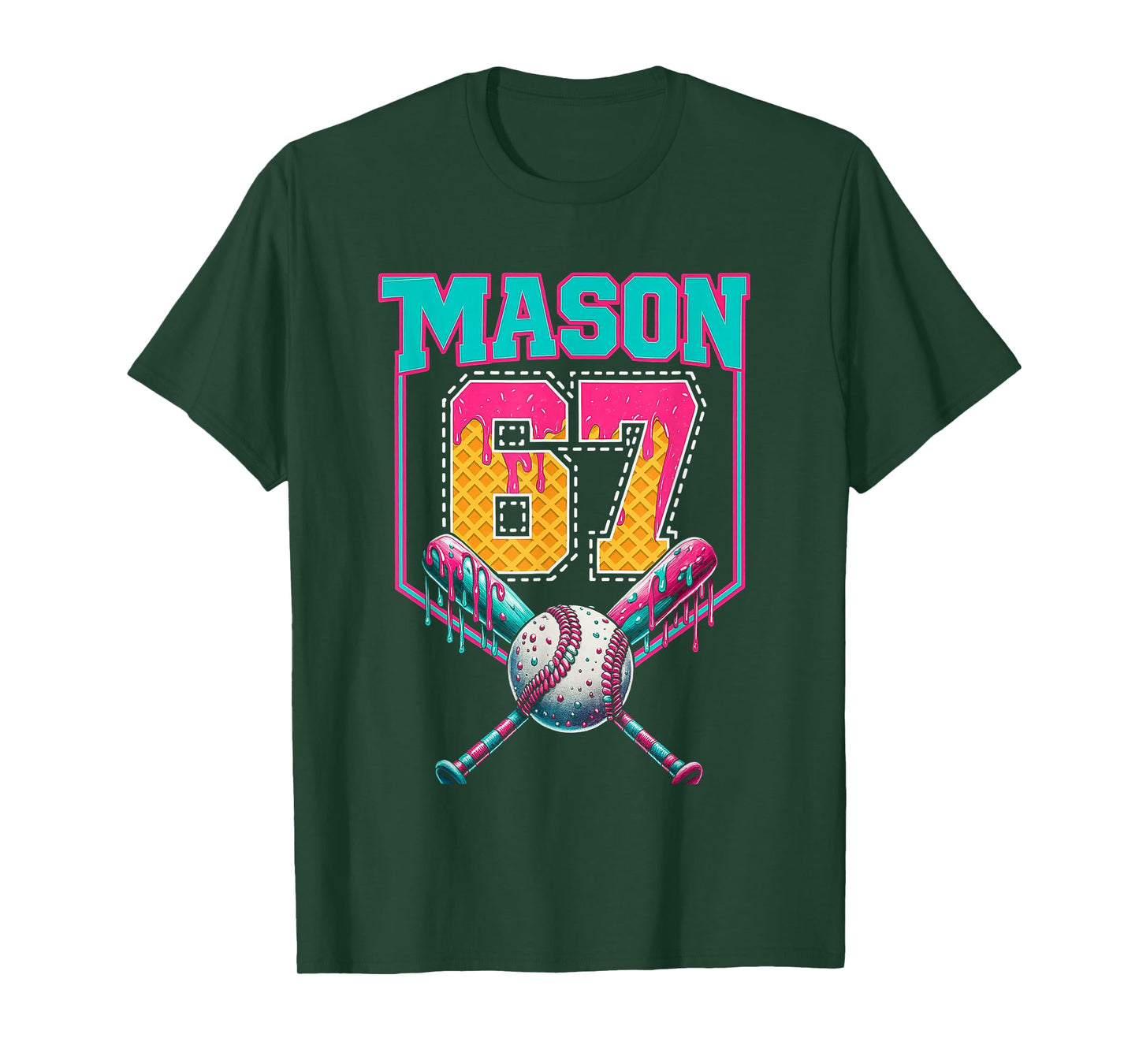 Trendy Mason 67 Mem Ice Cream Drip Baseball Birthday Costume T-Shirt