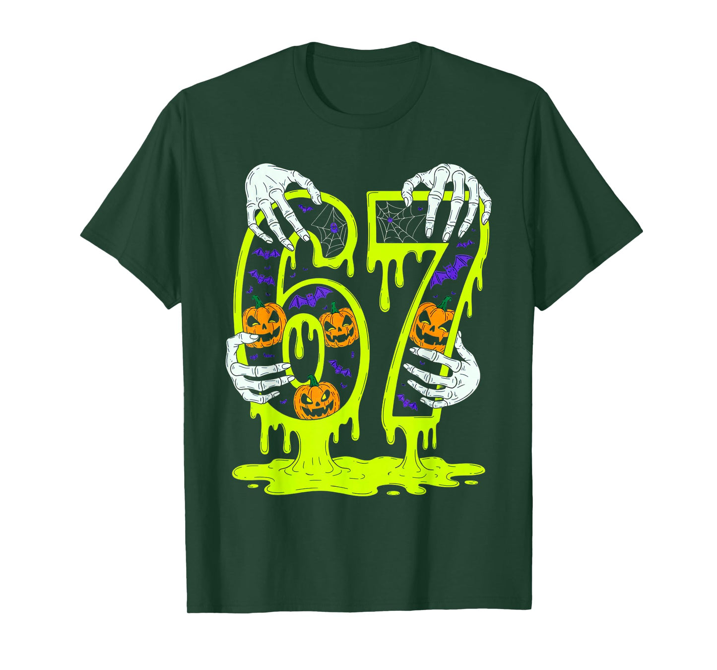 67 Meme Trendy Skeleton Halloween Funny Six Seven Gen Alpha T-Shirt