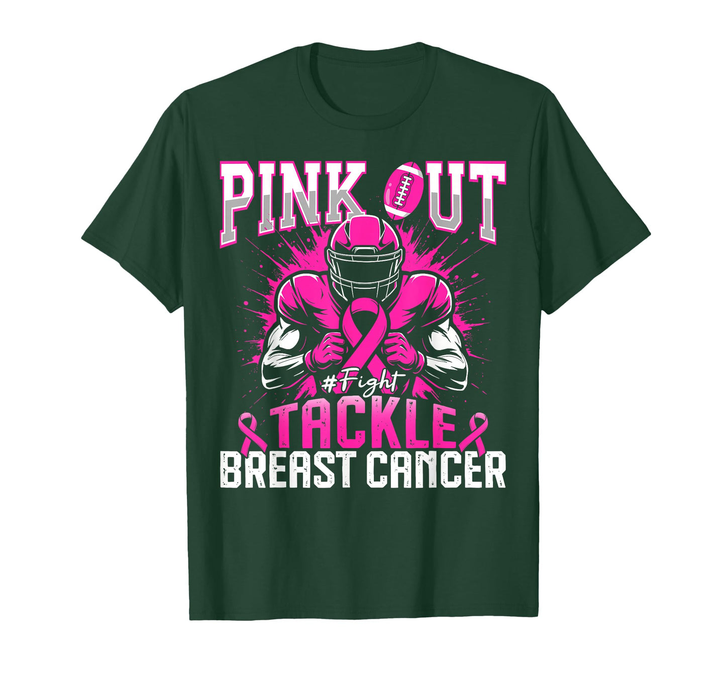Pink Out Tackle Breast Cancer Awareness Football Boys Kids T-Shirt