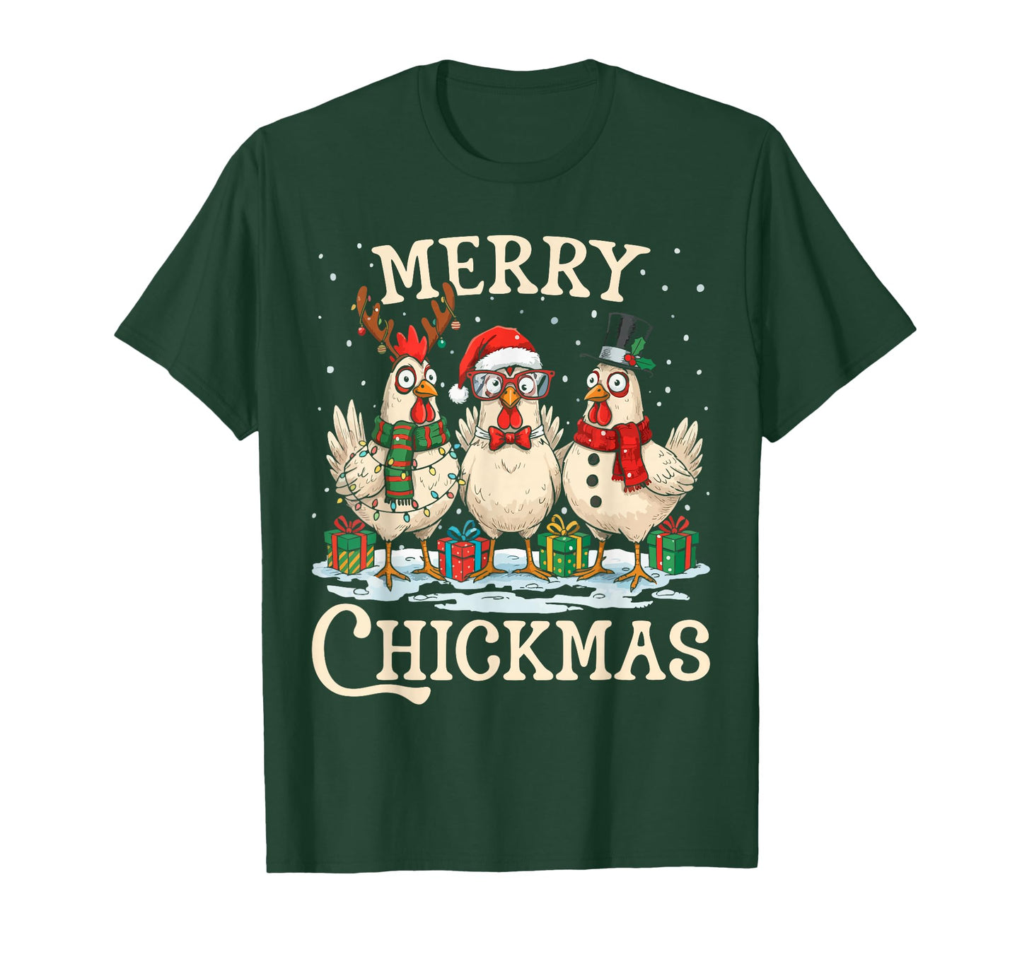Chicken Christmas Santa Hat Merry Chickmas Xmas Farm Animal T-Shirt
