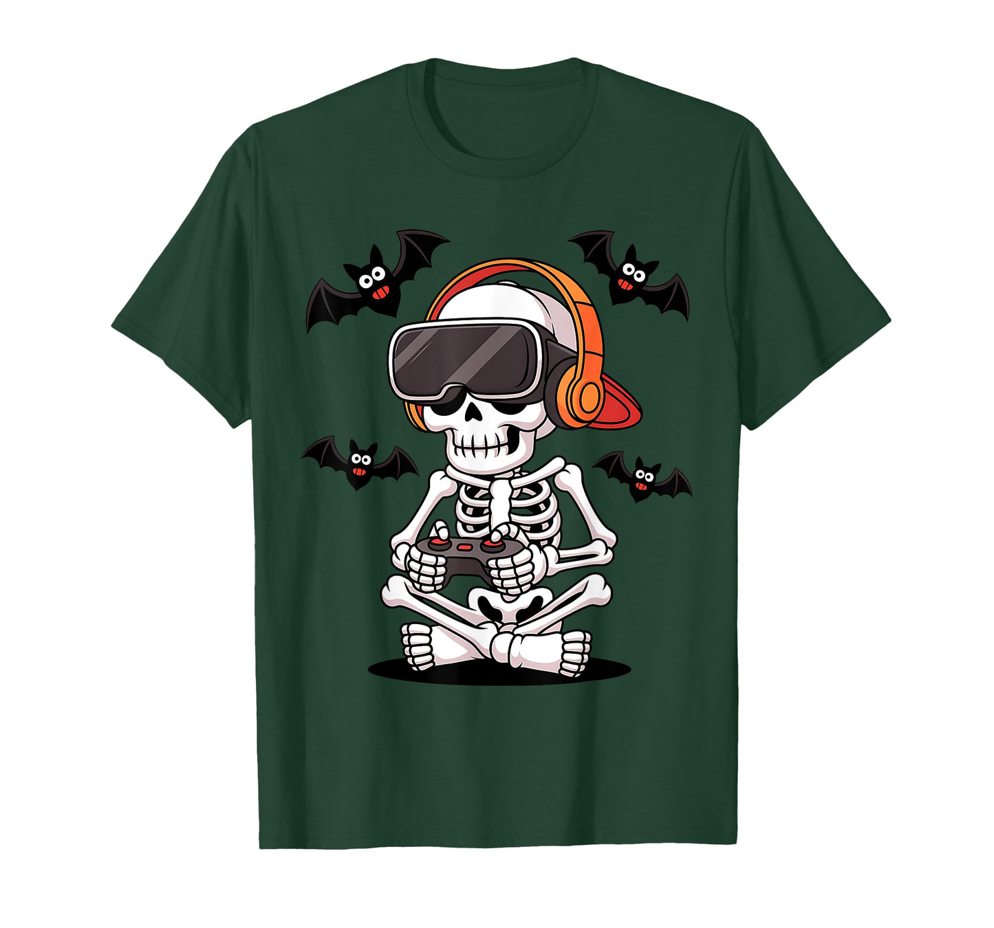 Funny Skeleton Gamer with VR Headset Halloween Style T-Shirt