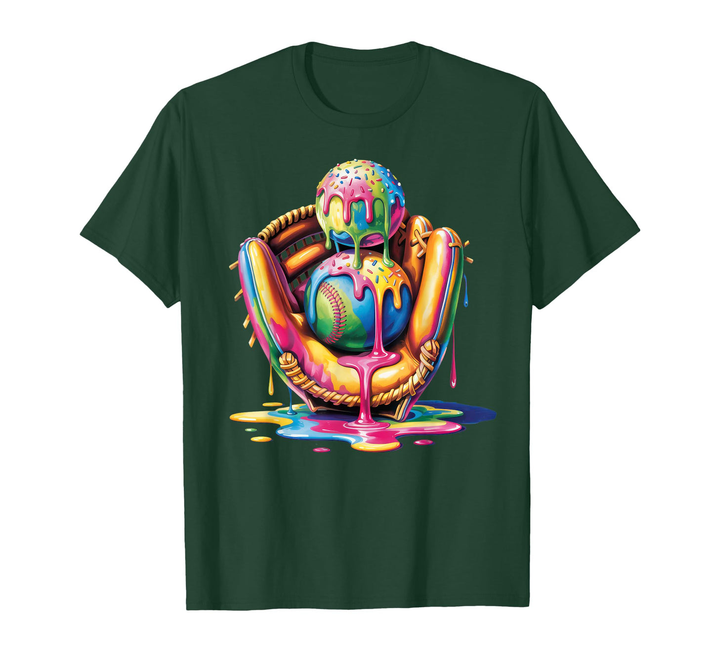 Baseball Drip Ice Cream Sprinkles Baseball Glove T-Shirt