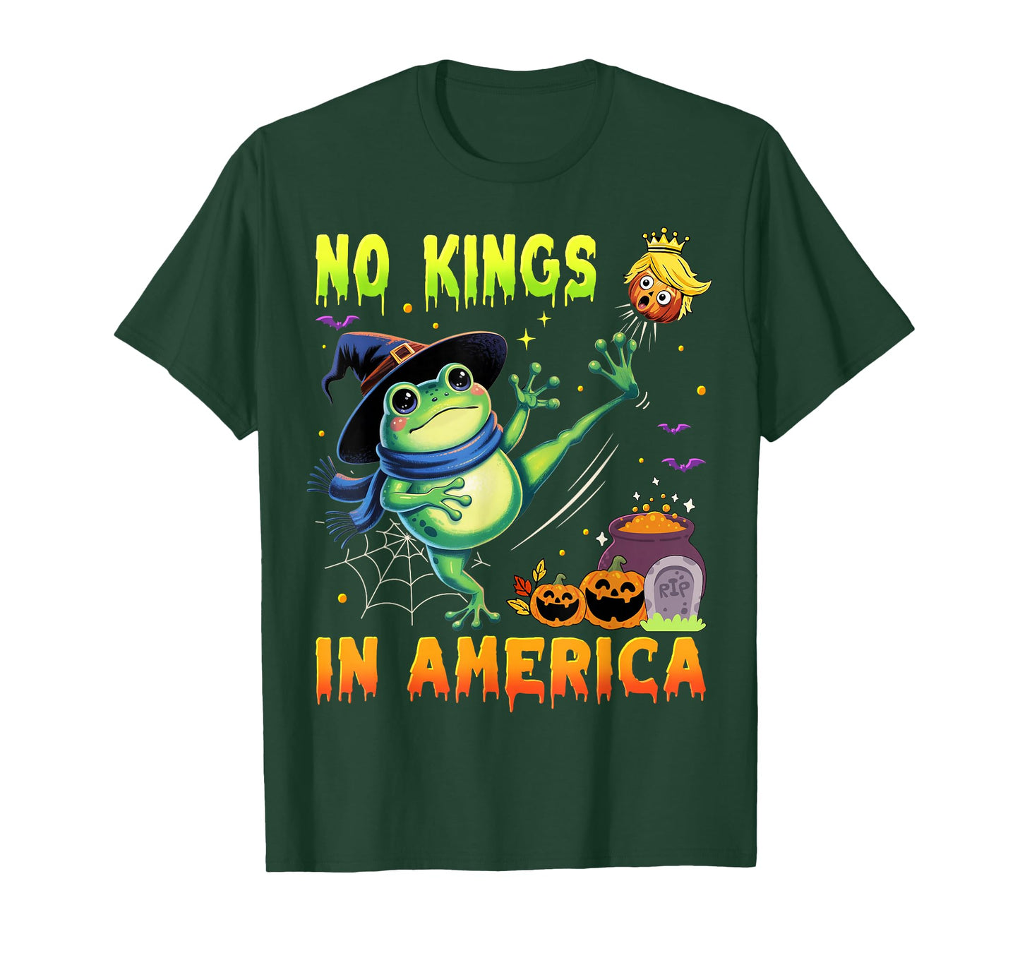 Frog Protest No Kings in America Halloween Funny T-Shirt