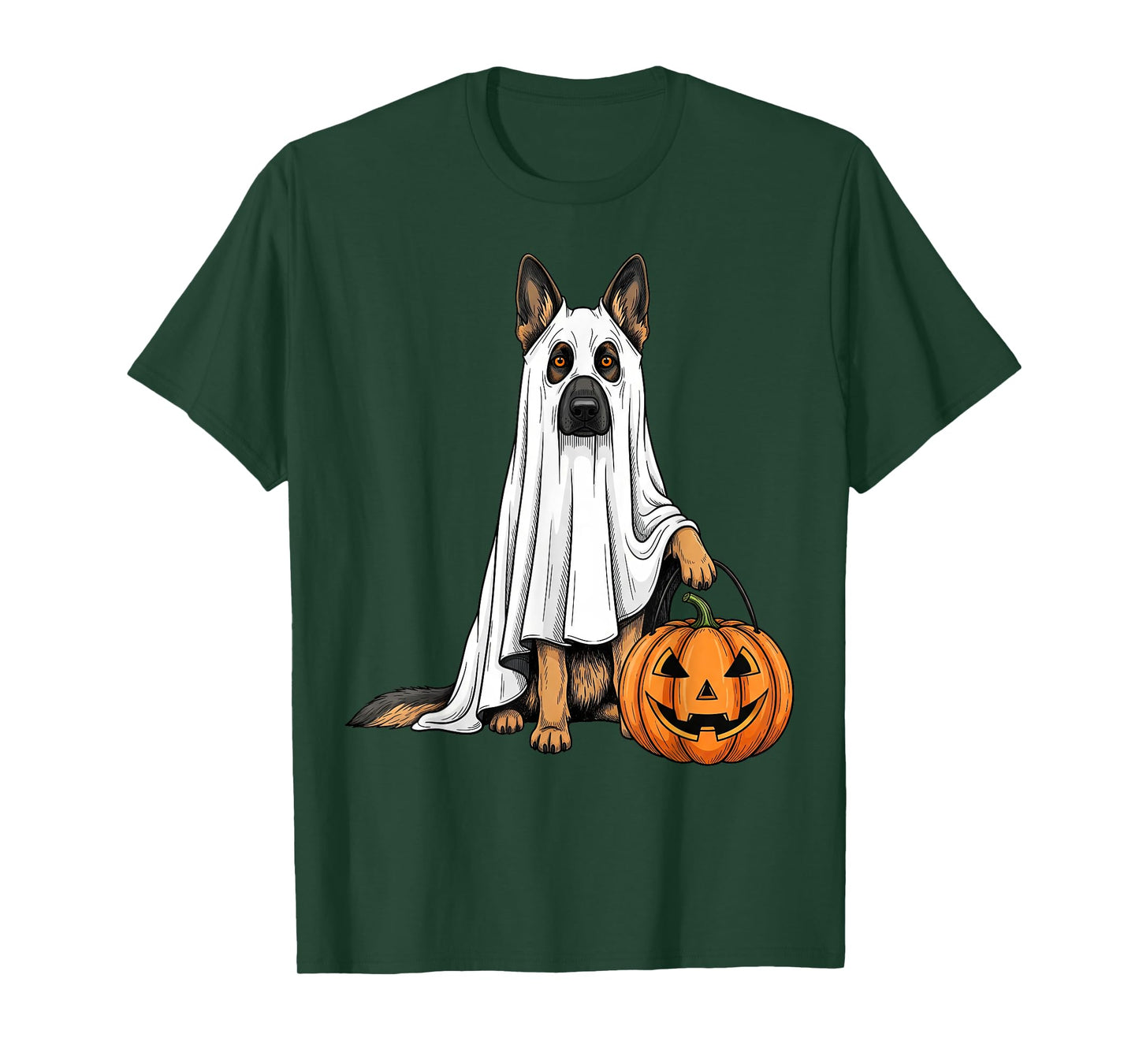 Funny German Shepherd Ghost Pumpkin Cute Spooky Dog Lover T-Shirt