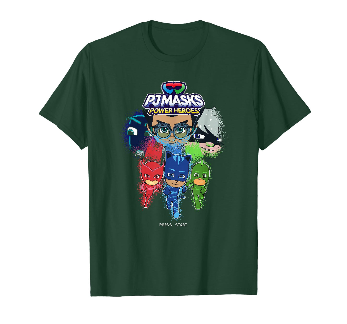 PJ Masks Group Shot Video Game Glitch Logo T-Shirt