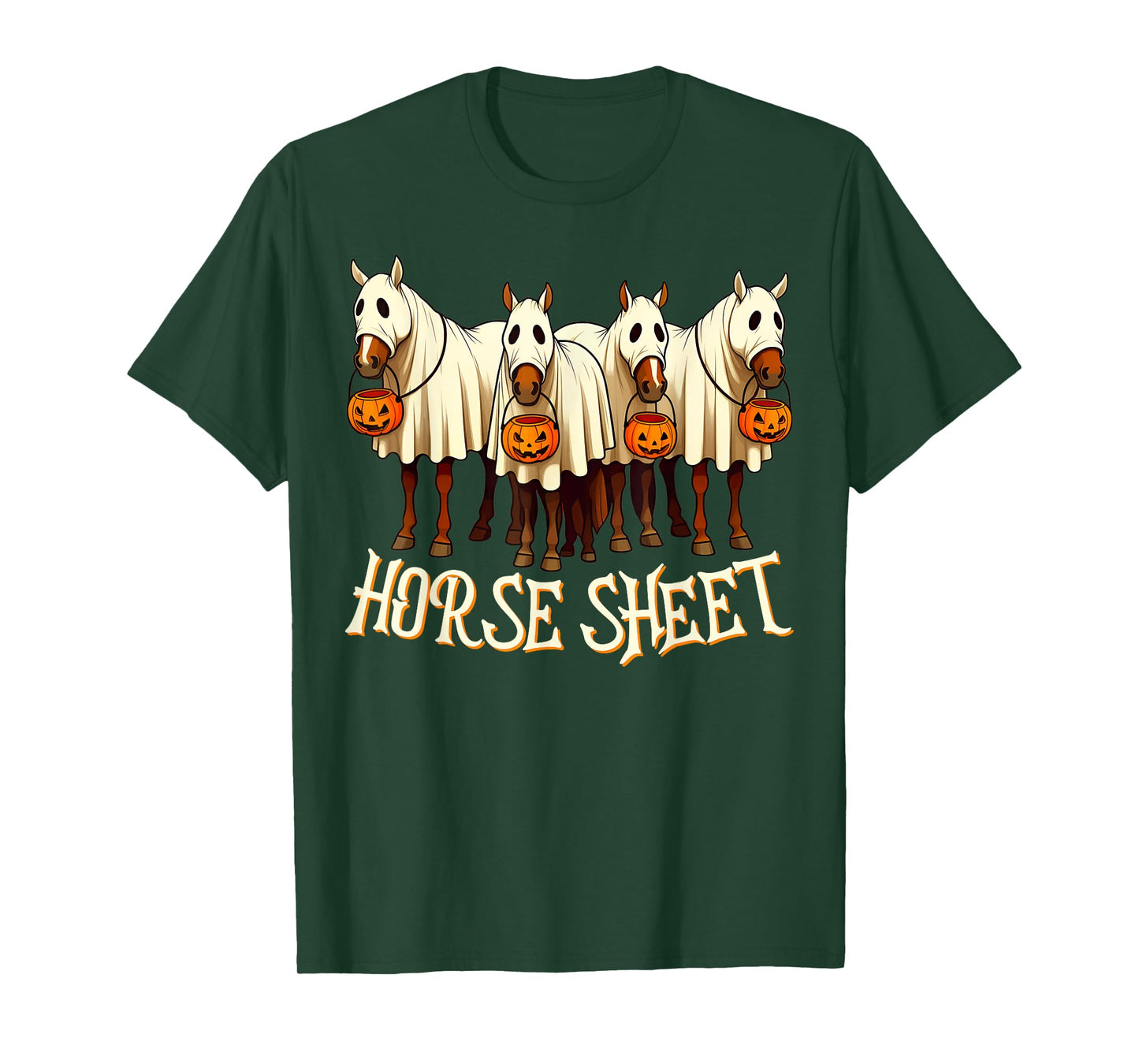 Cute Horse Sheet Ghost Horse Spooky Season Halloween Costume T-Shirt