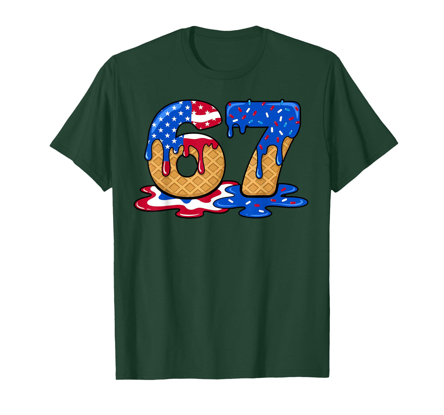67 Ice Cream Drip Meme Funny Six Seven Gen Alpha Slang T-Shirt