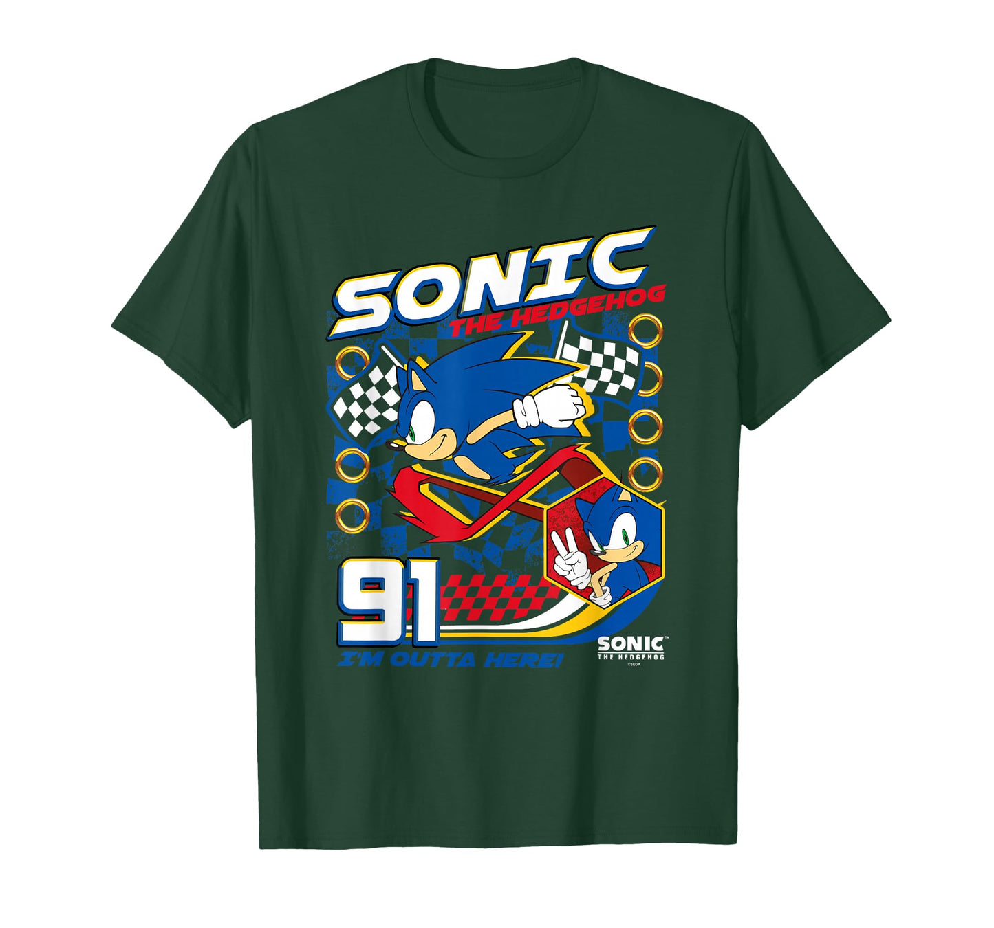 Sonic The Hedgehog 91 I'm Outta Here! Racing Poster T-Shirt