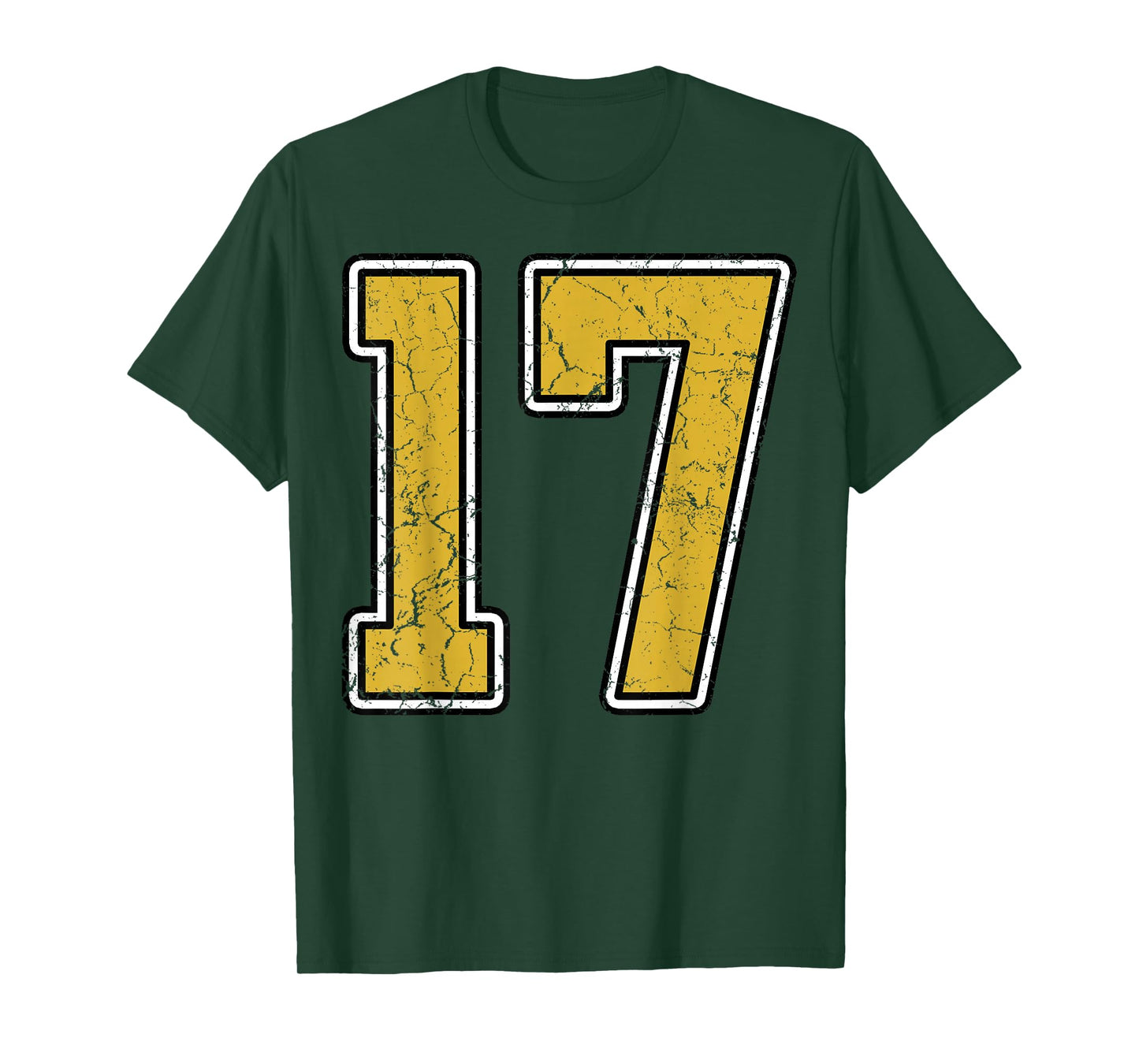 Old Gold Black White Sports Number 17 Jersey Uniform Player T-Shirt