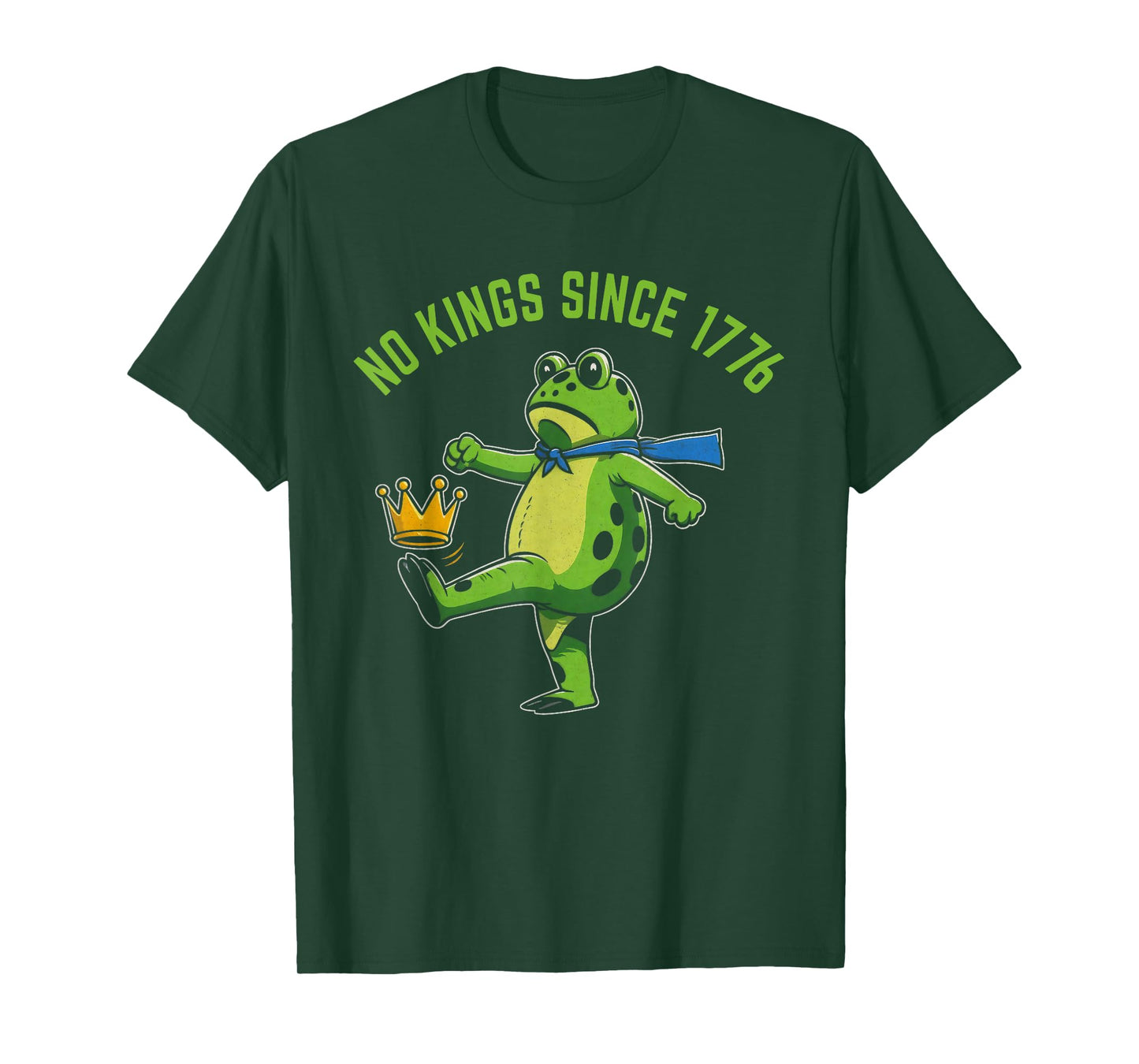 No Kings Since 1776 Portland Frog Kicking Crown Retro T-Shirt