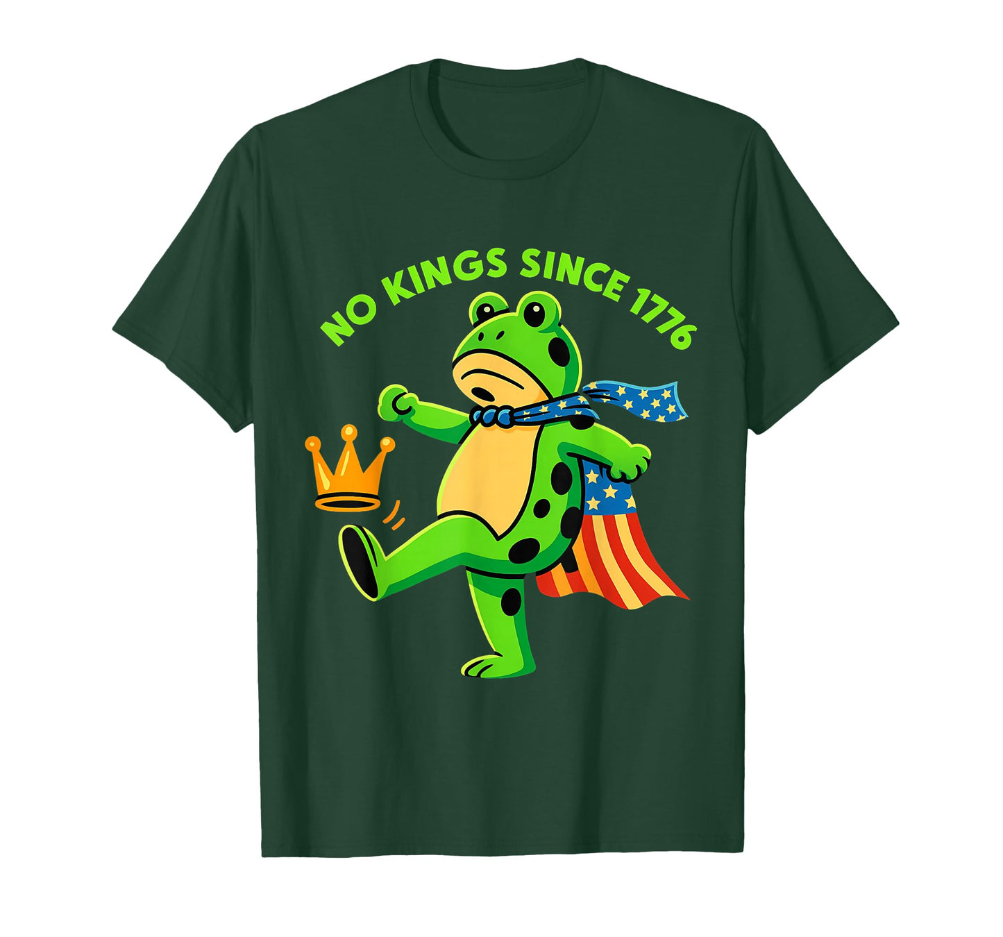 No Kings Since 1776 Portland Frog Kicking Crown T-Shirt