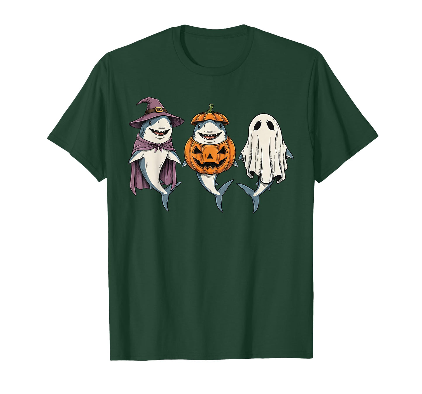Spooky Ghost Shark Lover Pumpkin Halloween T-Shirt
