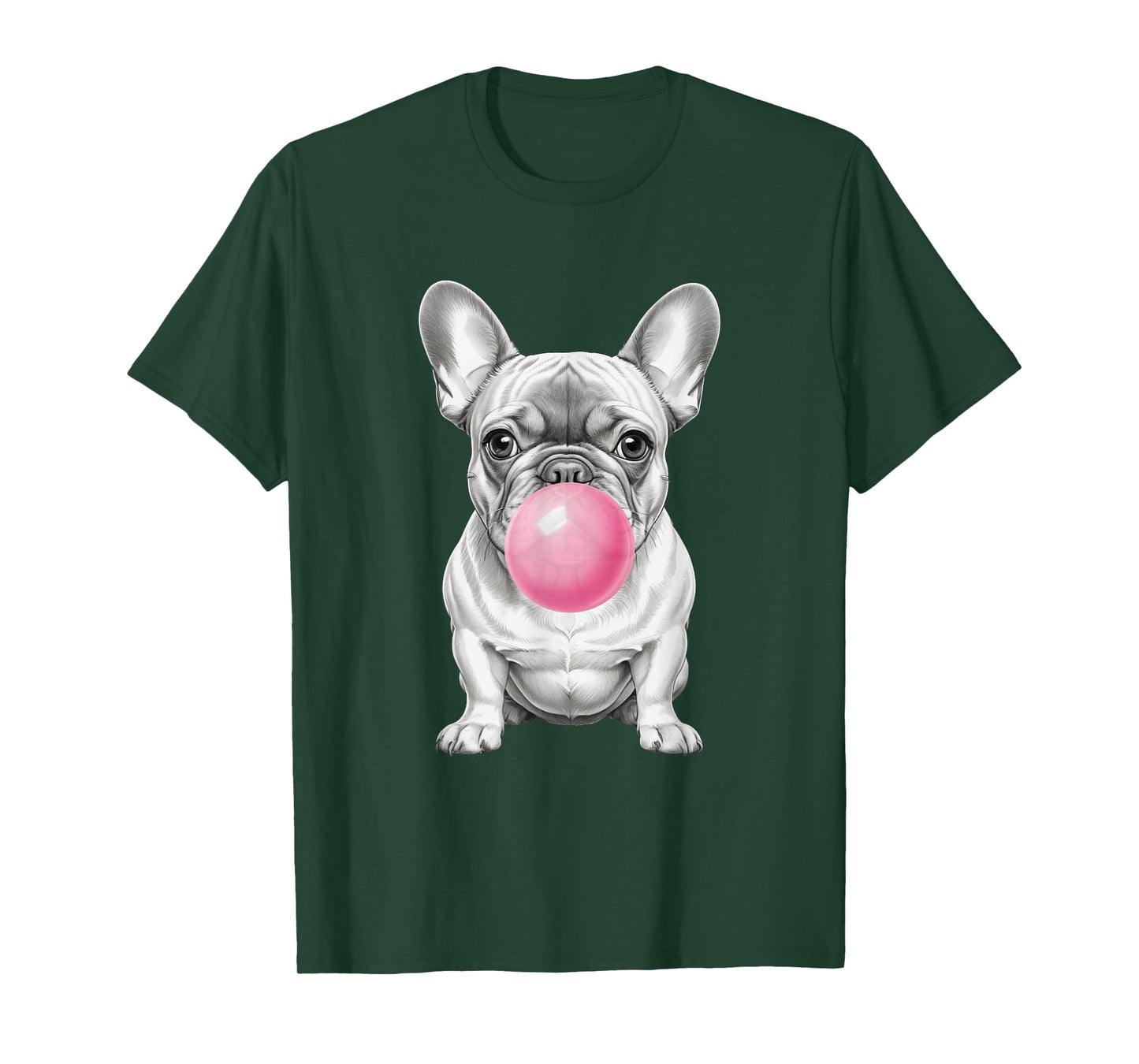 Funny Frenchie Lover Clothing: French Bulldog Blowing Bubble T-Shirt for Men Women Kids