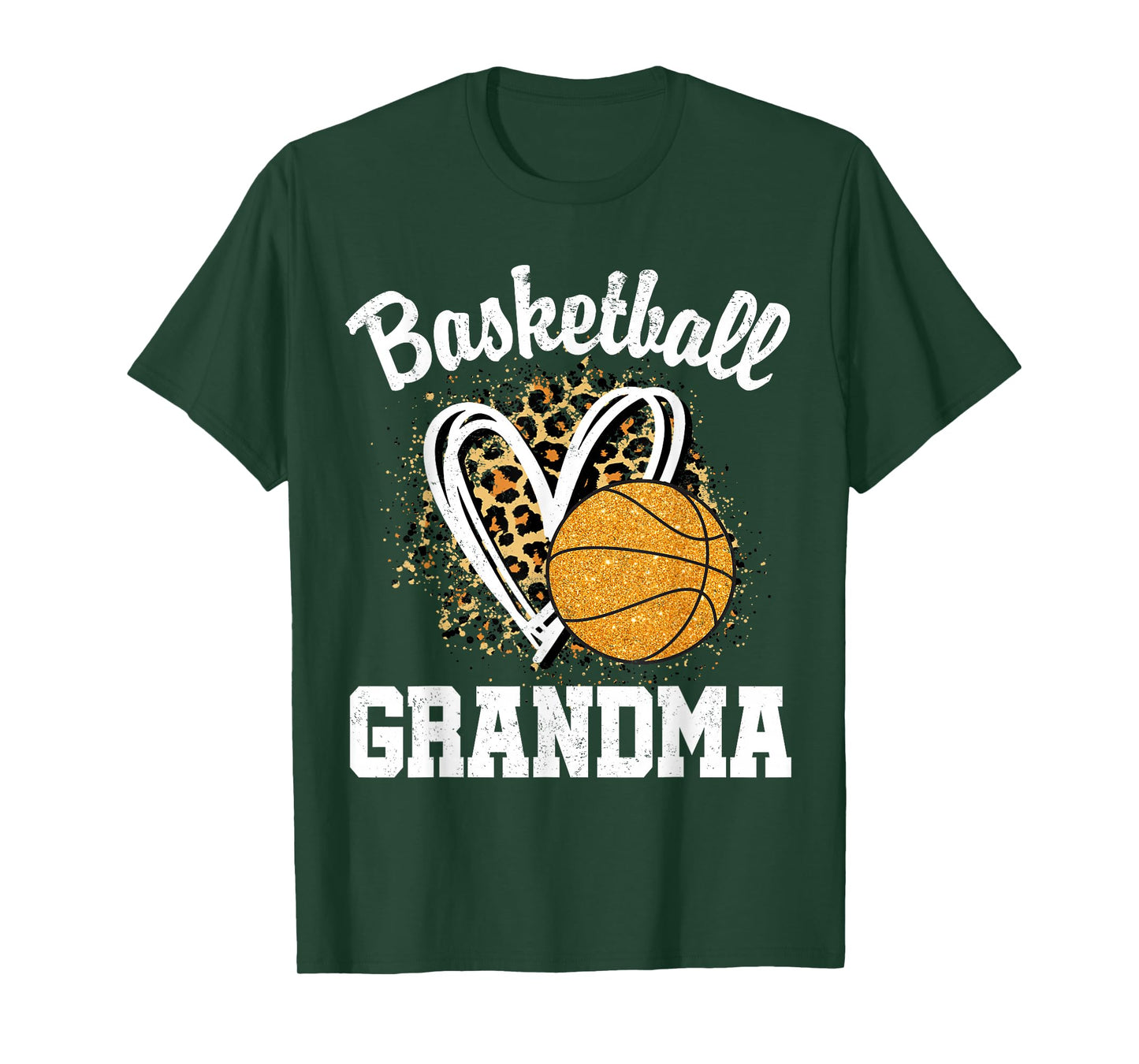 Basketball Grandma Leopard Heart T-Shirt