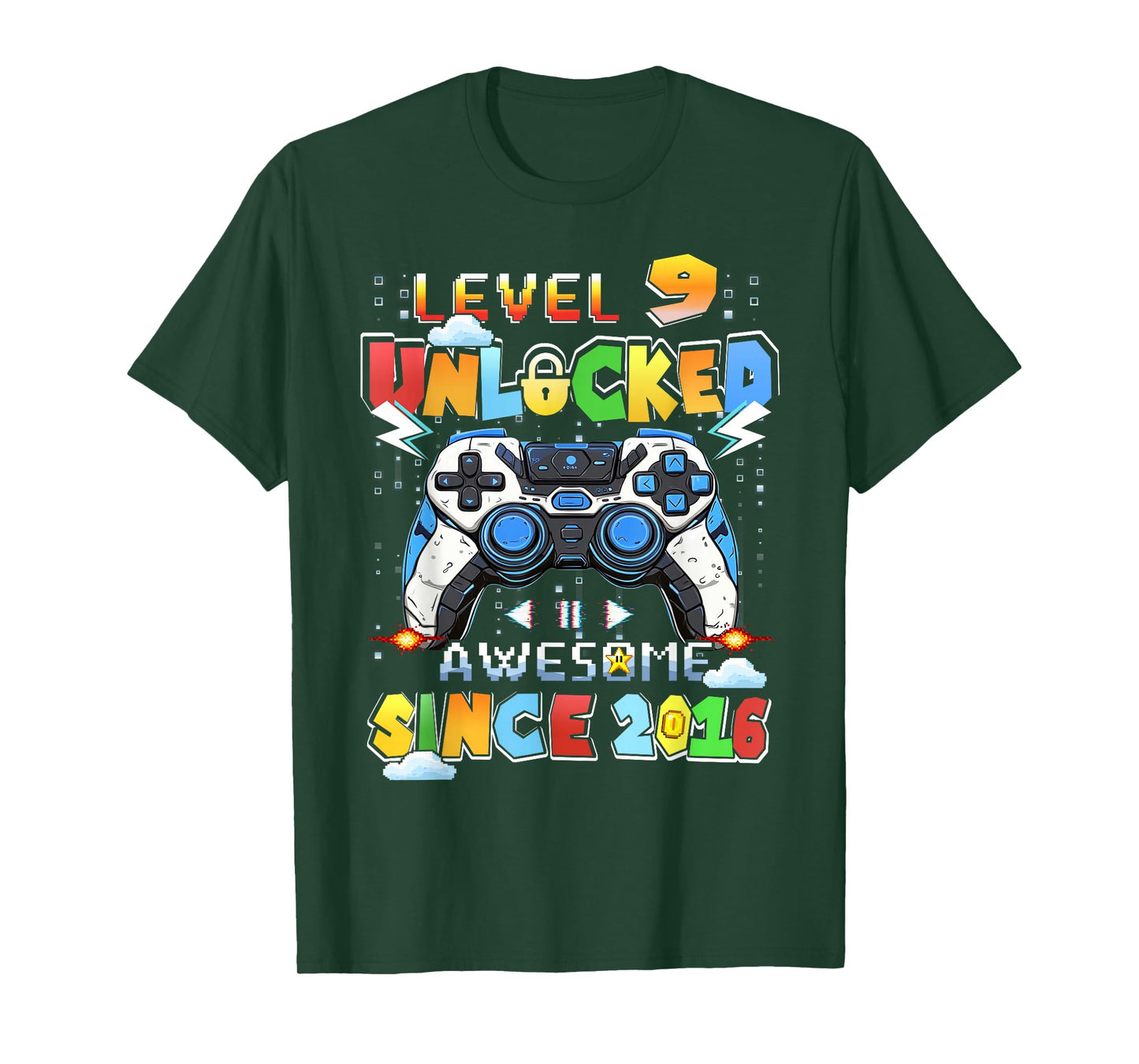 Kids Level 9 Unlocked Video Gamer 9th Birthday T-Shirt