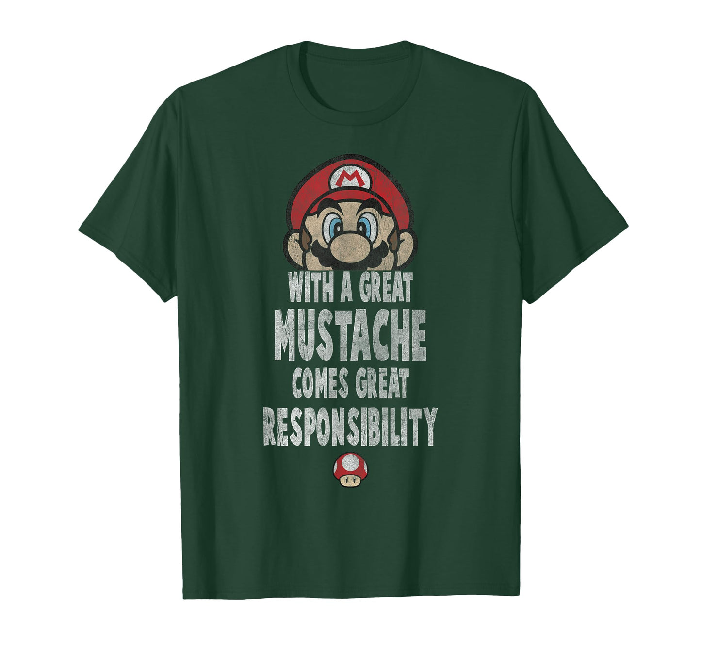 Super Mario With A Great Mustache Comes Great Responsibility T-Shirt